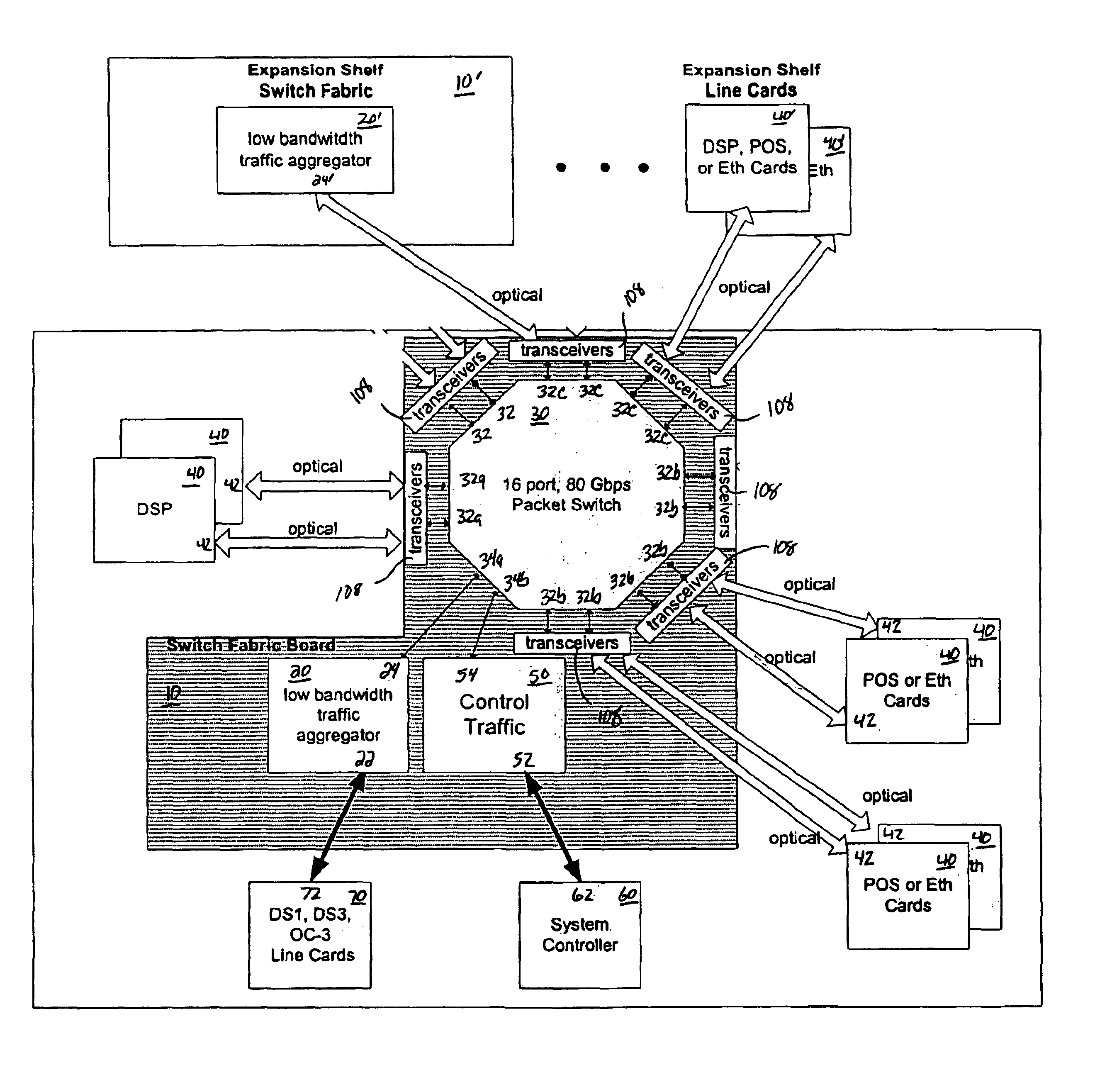 Reconfigurable data communications system with a removable optical backplane connector