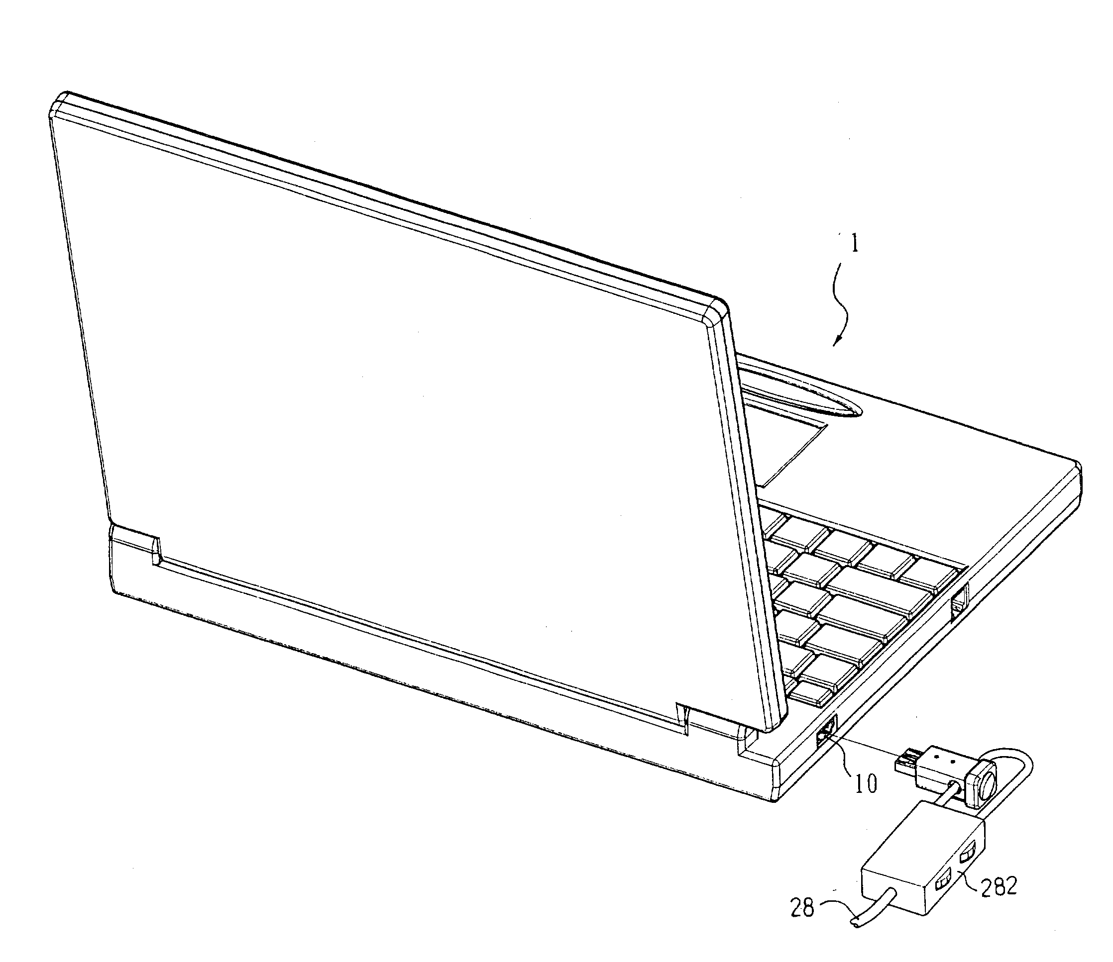 Plug socket securing device for use with plug socket having a slot formed by a resilient tab