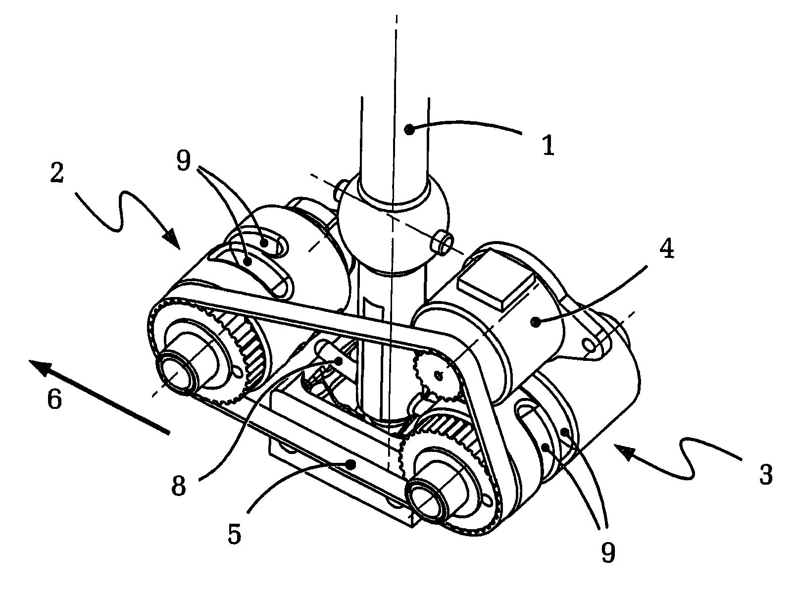 Actuating device having a locking roller