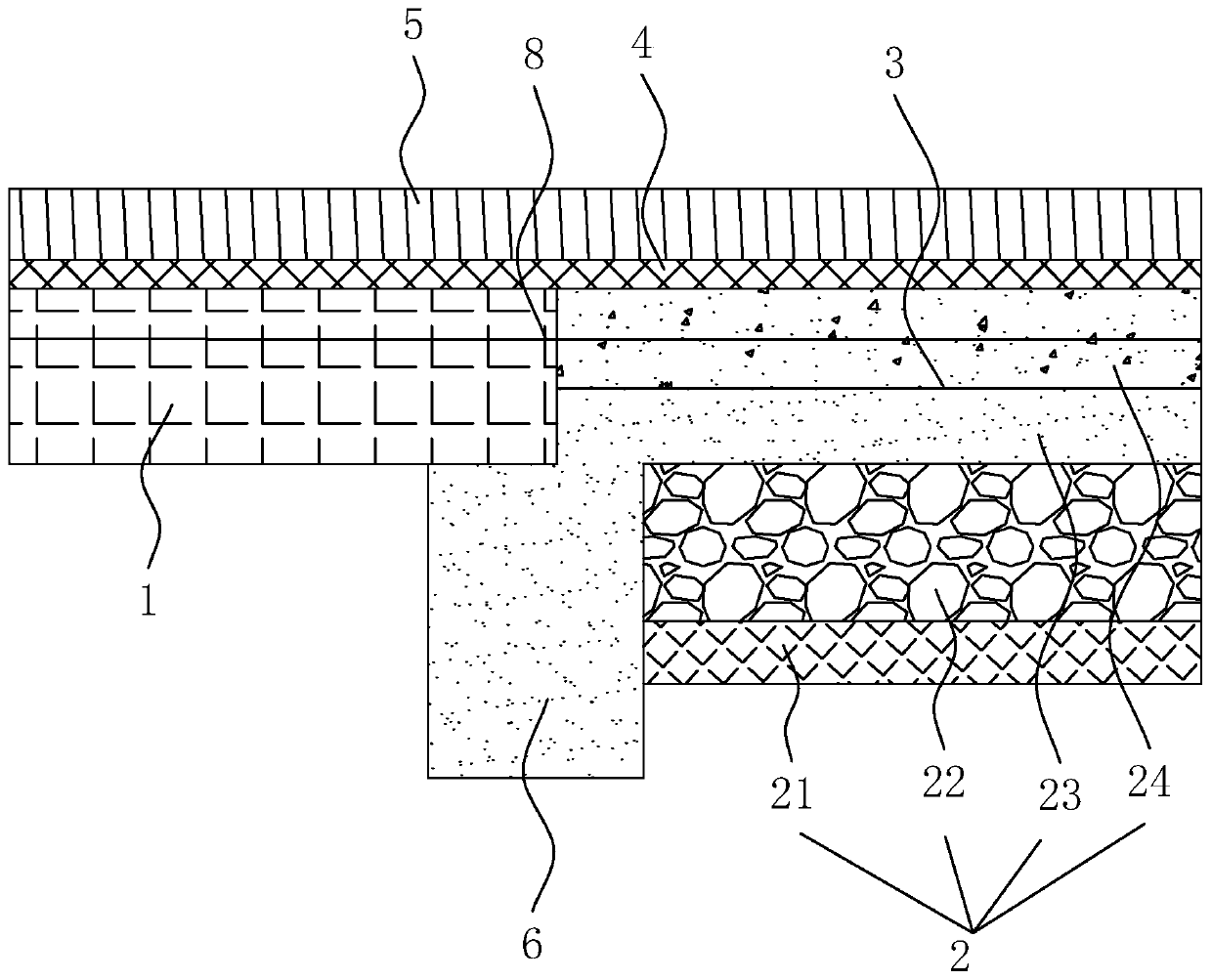 Old concrete pavement widening transformation method