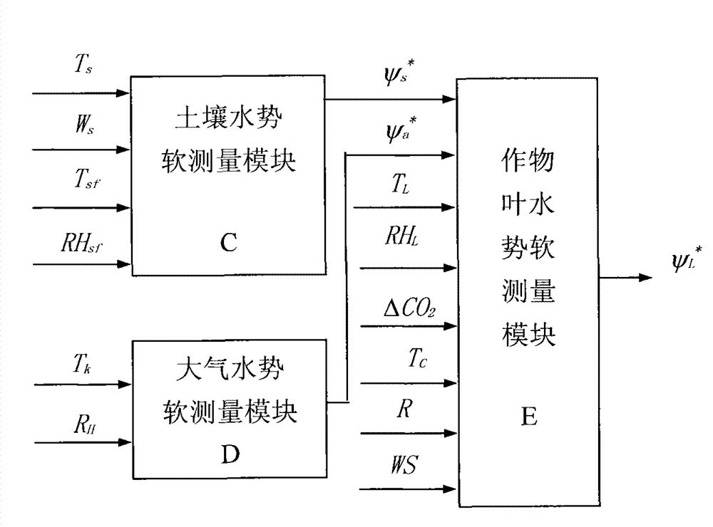 Dry land farmland water potential soft measuring method based on microenvironment information and soft measuring network