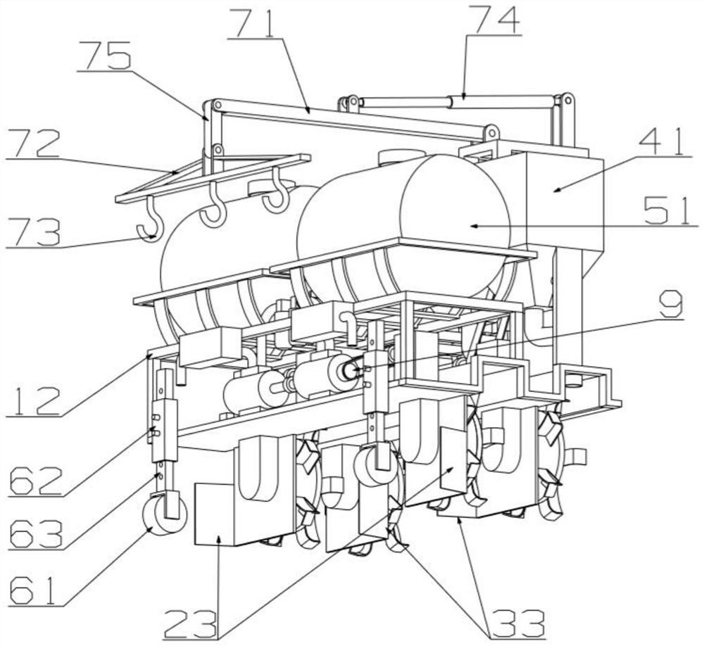 Transverse soil throwing type sugarcane row-crossing hilling fertilization management machine