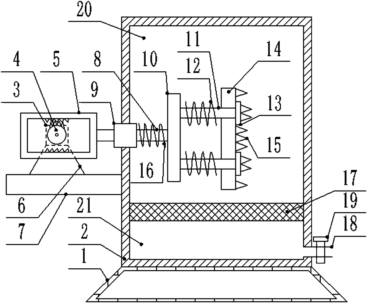 Horizontal pressing type medical waste water separation and treatment device