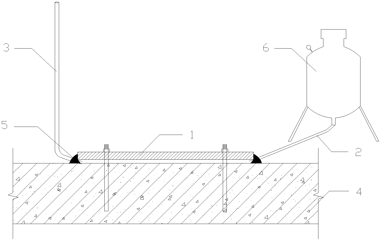 Grouting construction method for steel-structured base