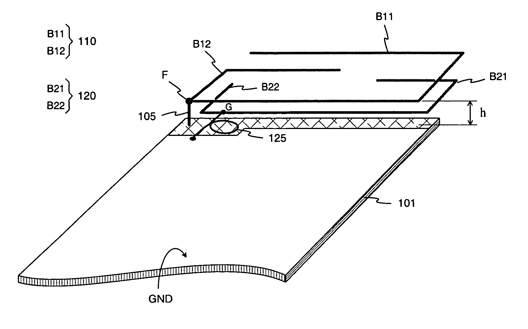 Antenna for flat radio device