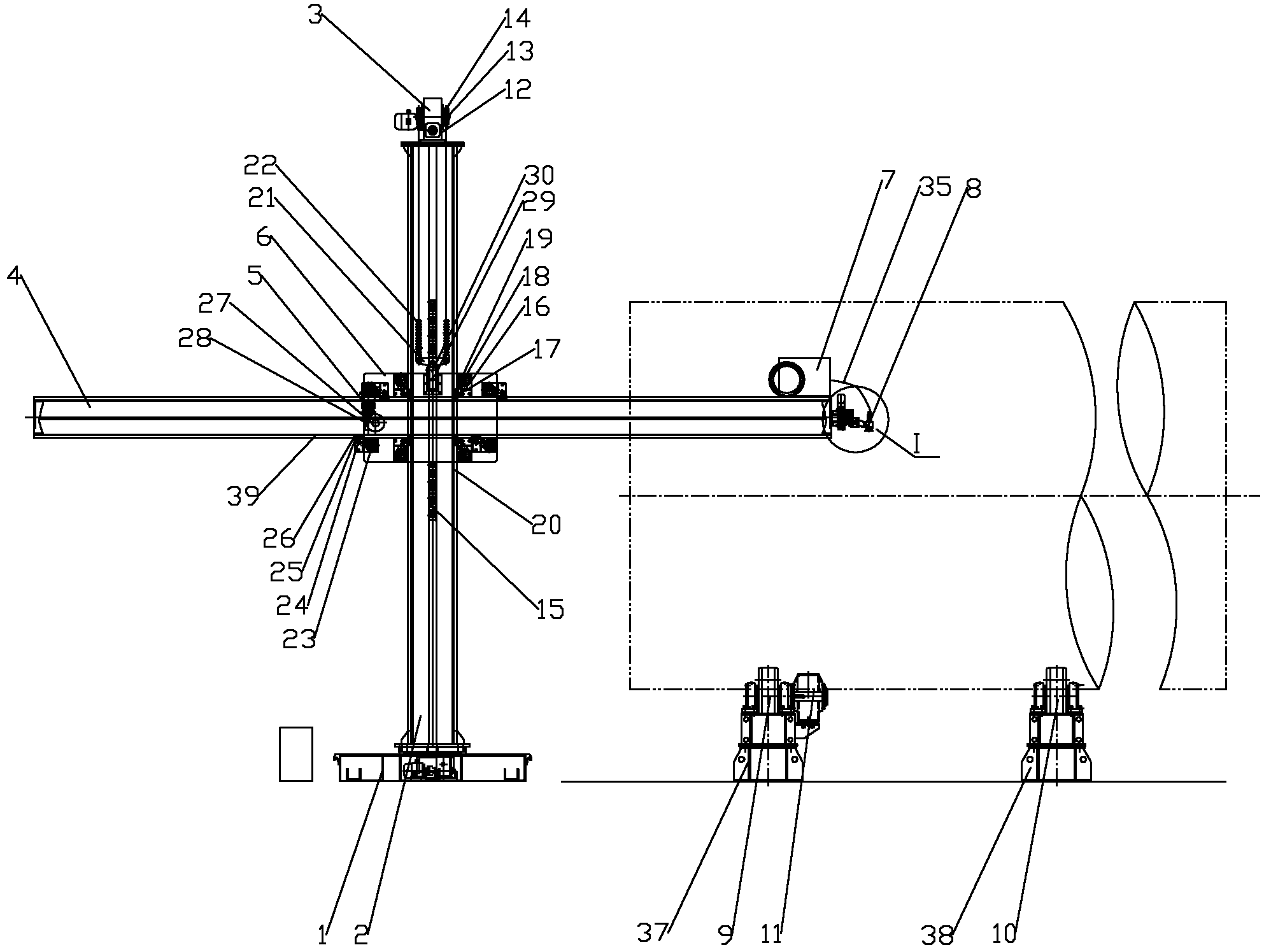 Automatic spraying device of large-size barrel