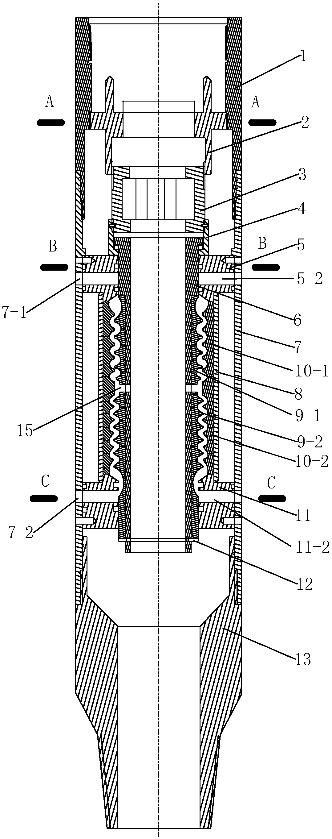 Downhole injection device being able to change polymer viscosity
