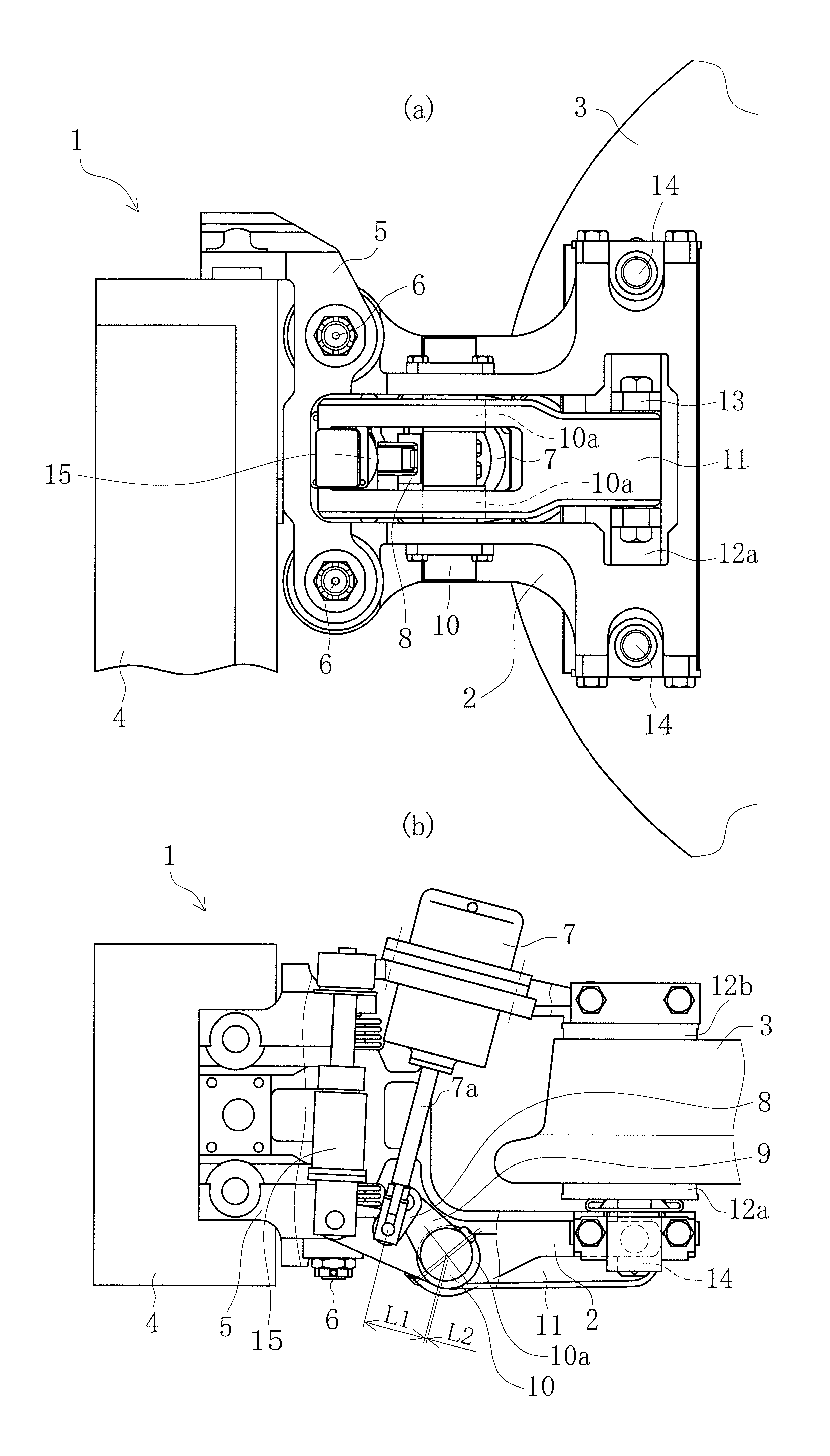 Caliper brake device for railway vehicles