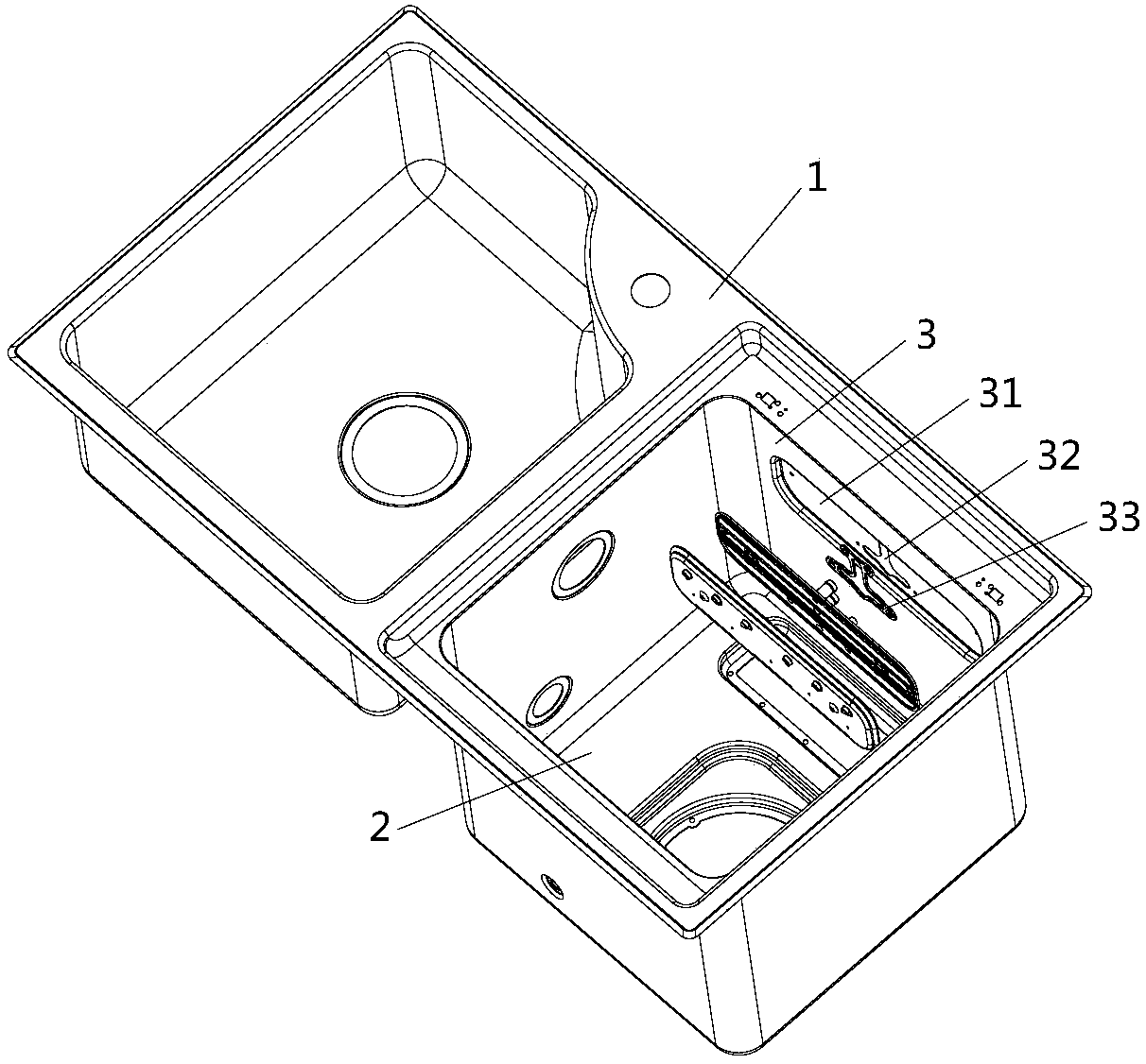 Spraying system for sink dishwasher and sink dishwasher with spraying system