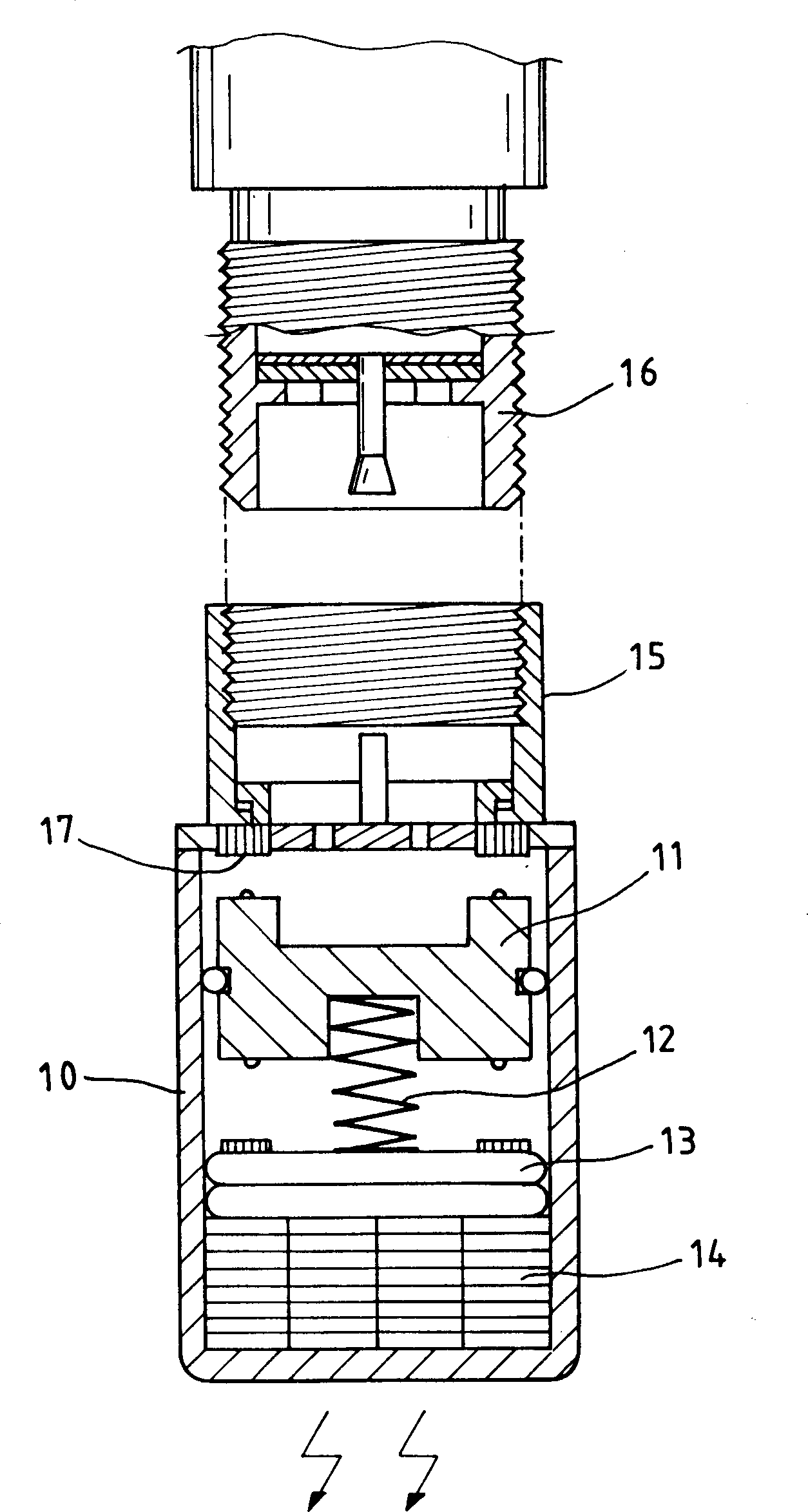 Tyre pressure detecting and warning device