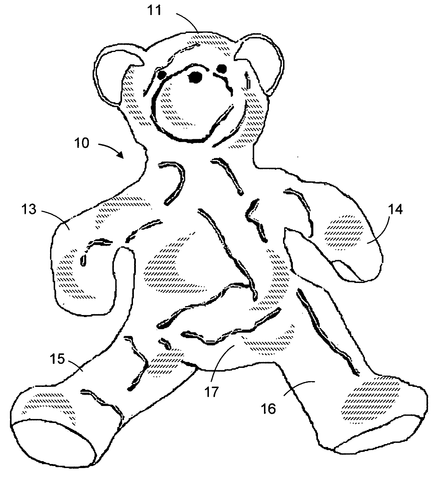 Stuffed toy with removable and replaceable stuffing, and method for use thereof