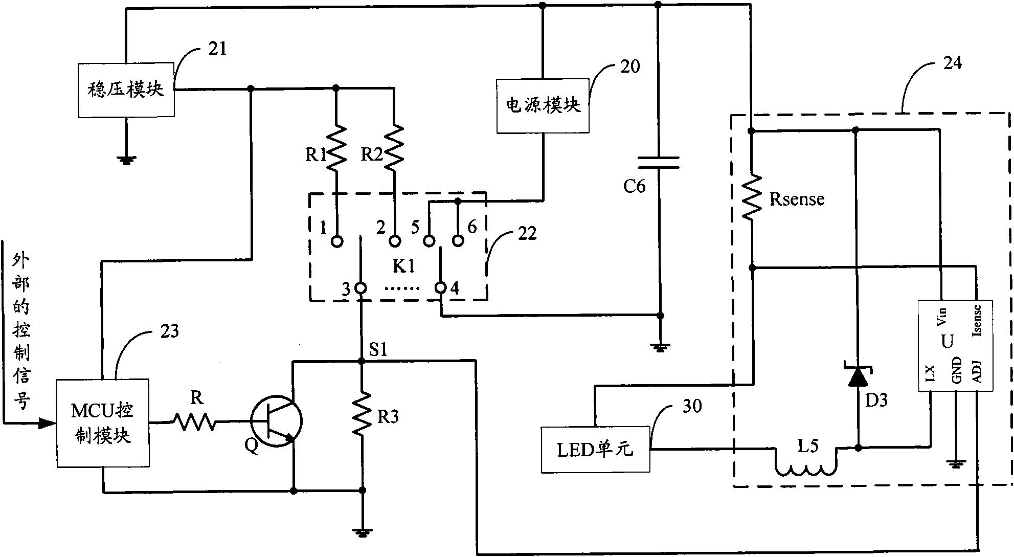 LED control circuit and LED device