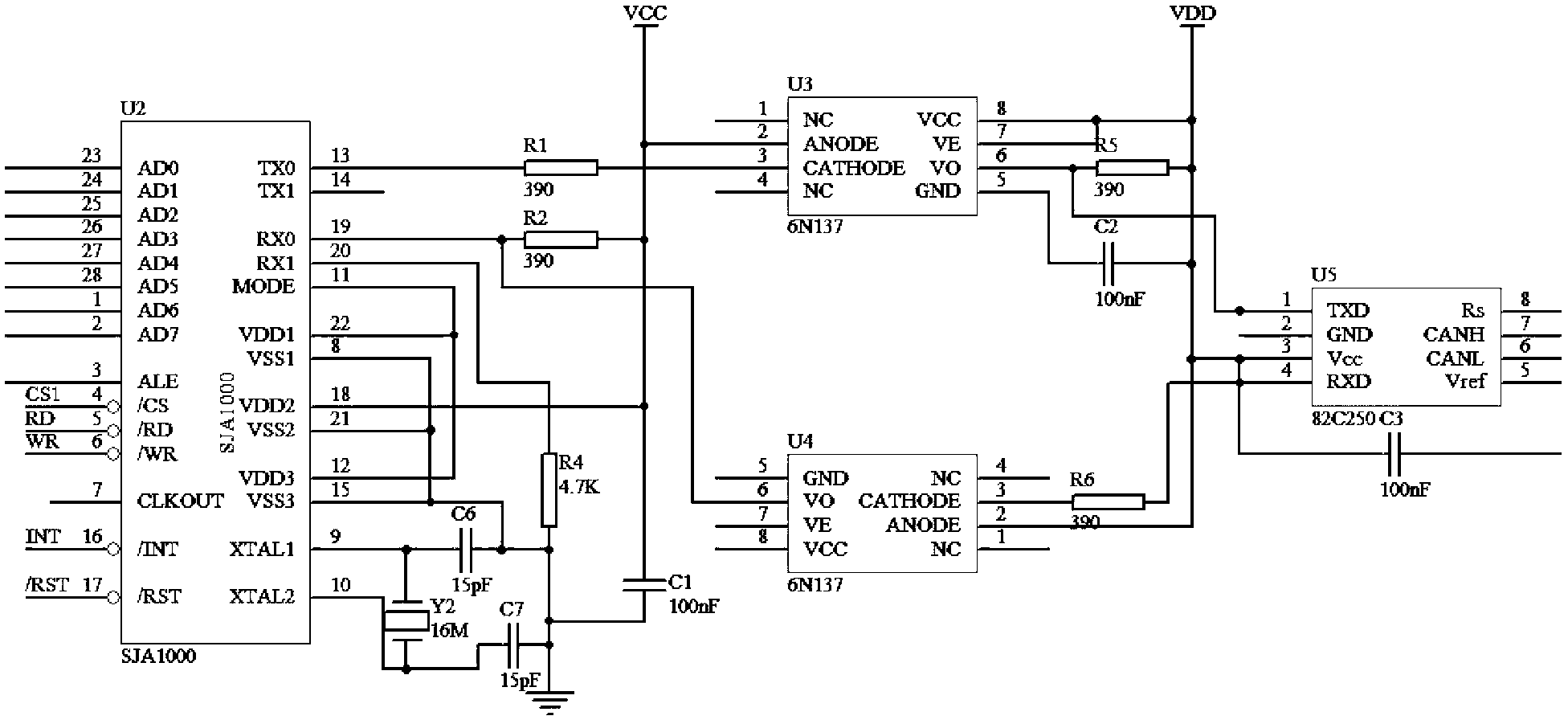 Protocol conversion device based on DeviceNet-Modbus