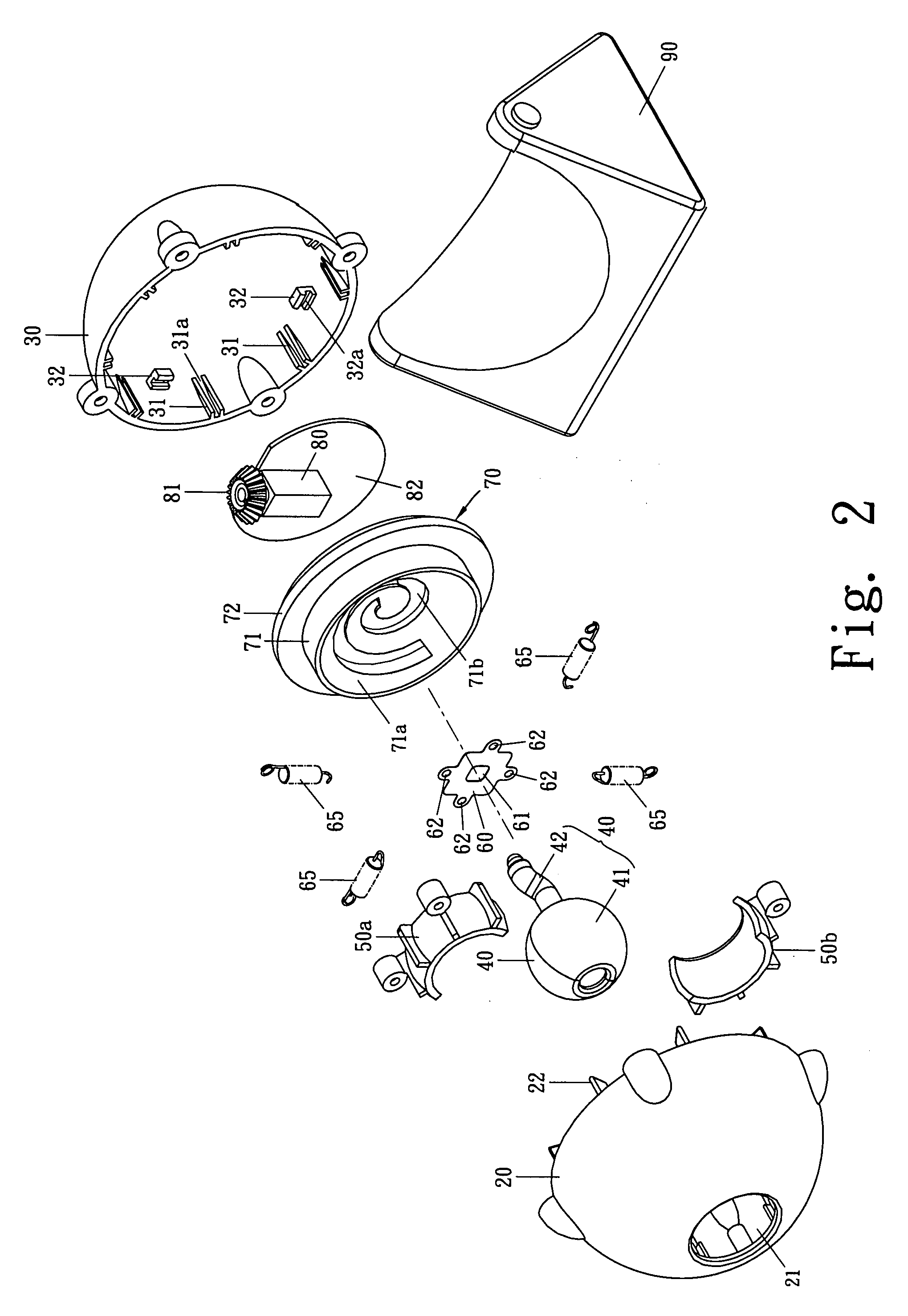 Rotatable camera to move carema len in panning or tilting by single motor