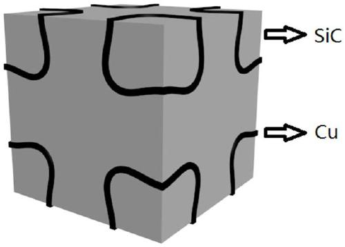 Preparation method of copper/silicon carbide composite material based on I-WP curved surface