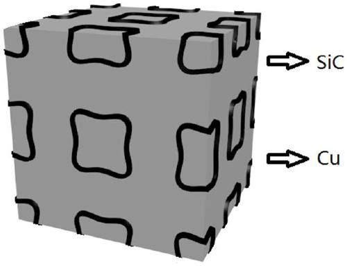 Preparation method of copper/silicon carbide composite material based on I-WP curved surface