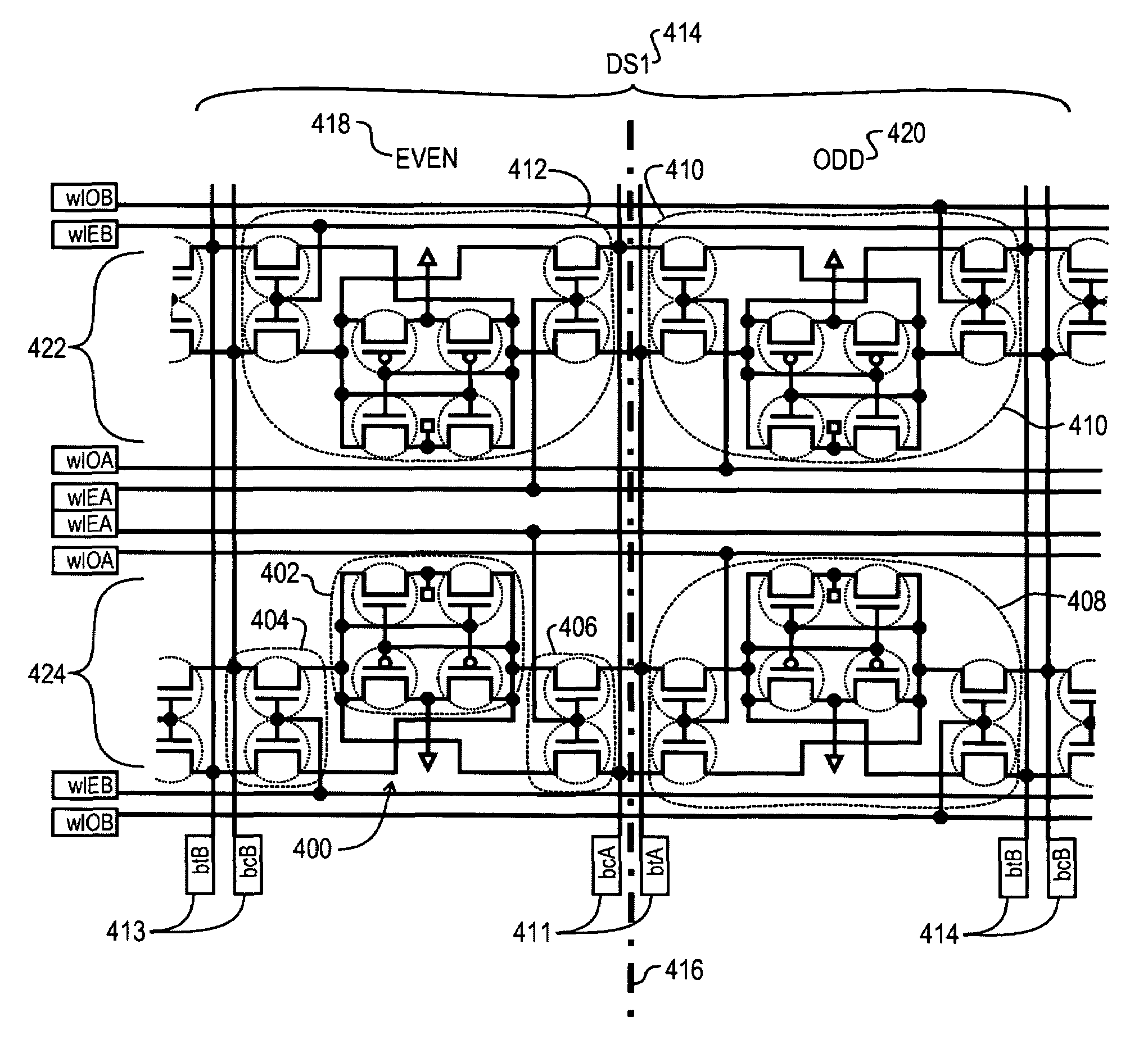 Shared bit line memory device and method