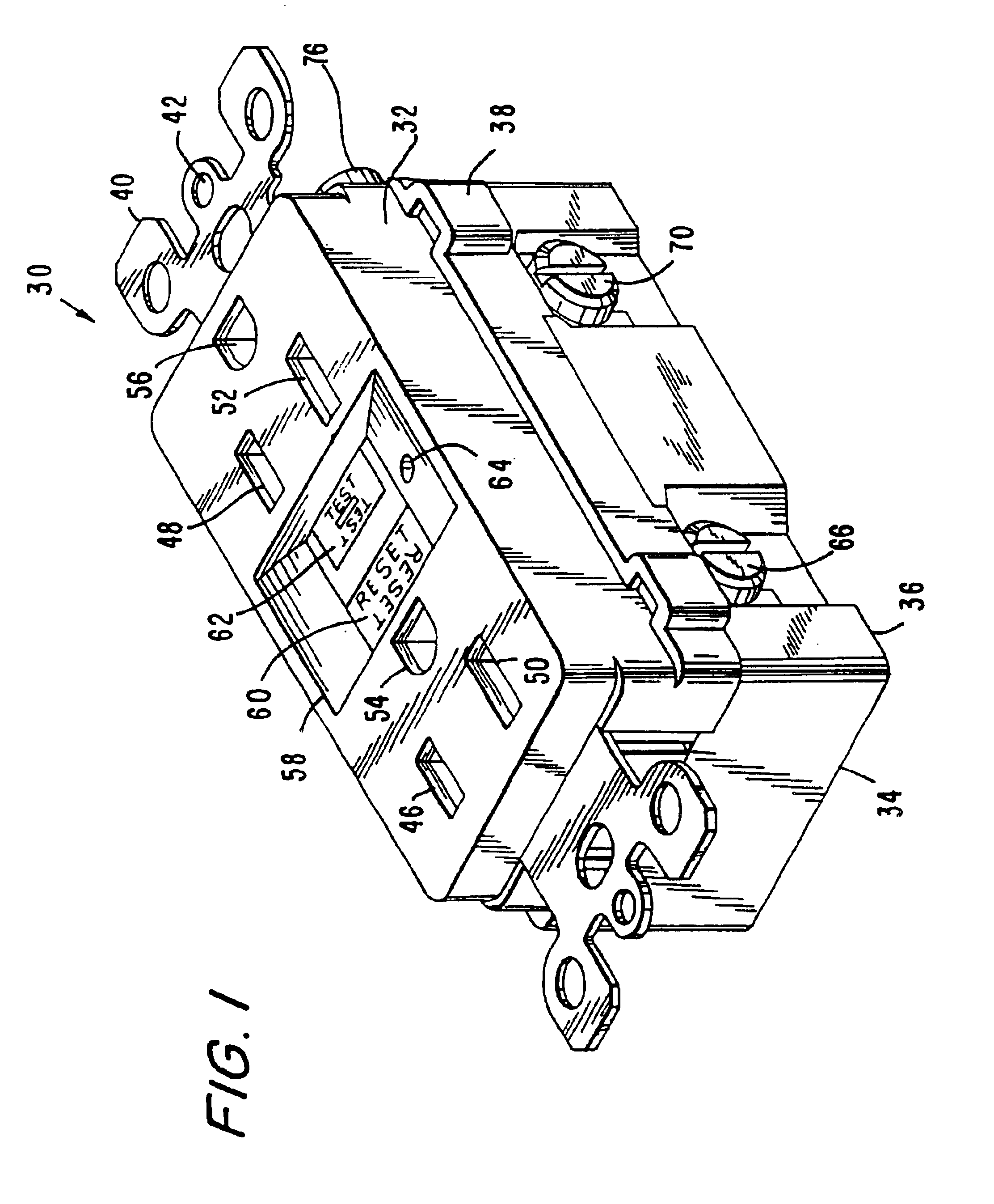 Reset lockout for sliding latch GFCI