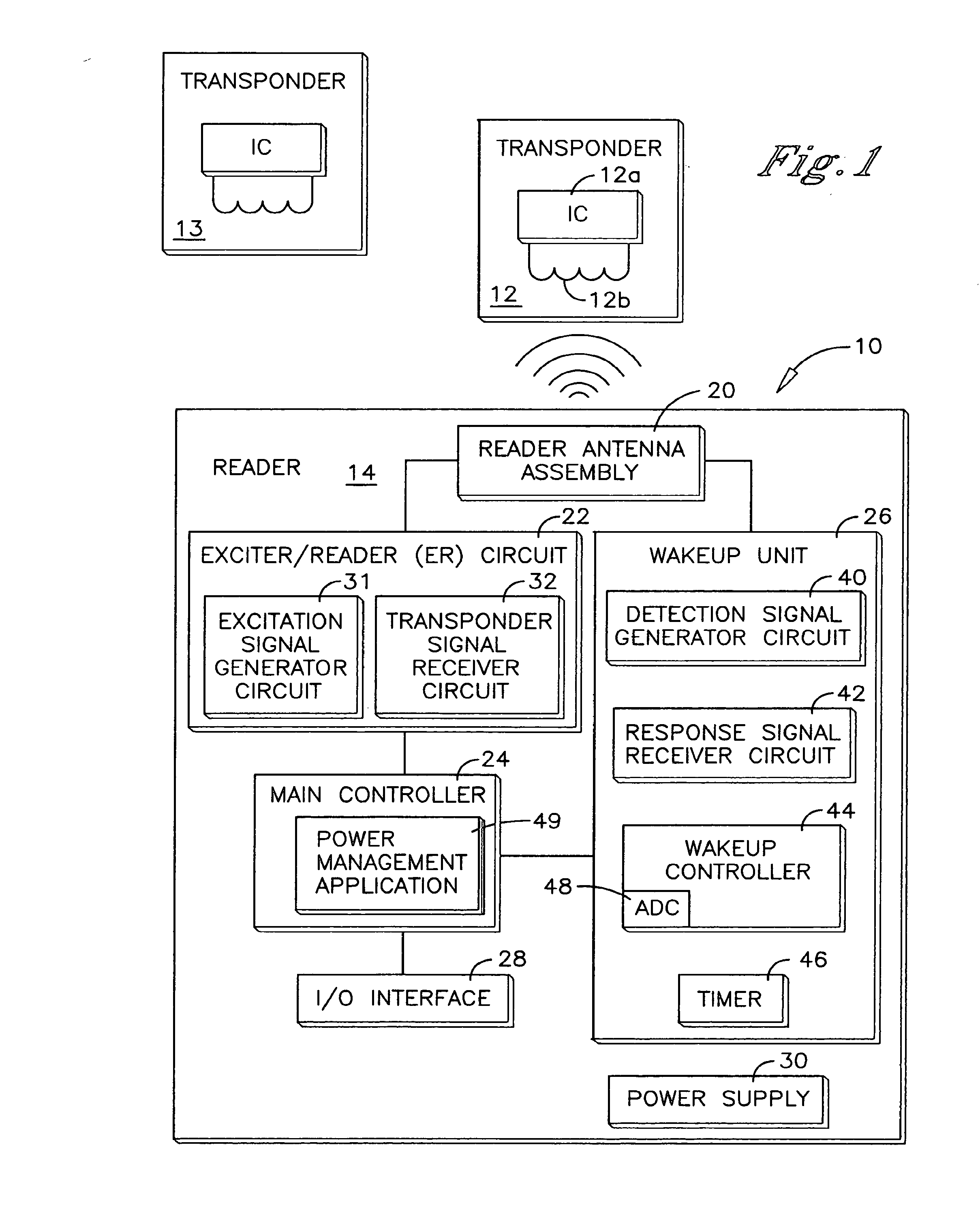 Transponder detector for an RFID system generating a progression of detection signals