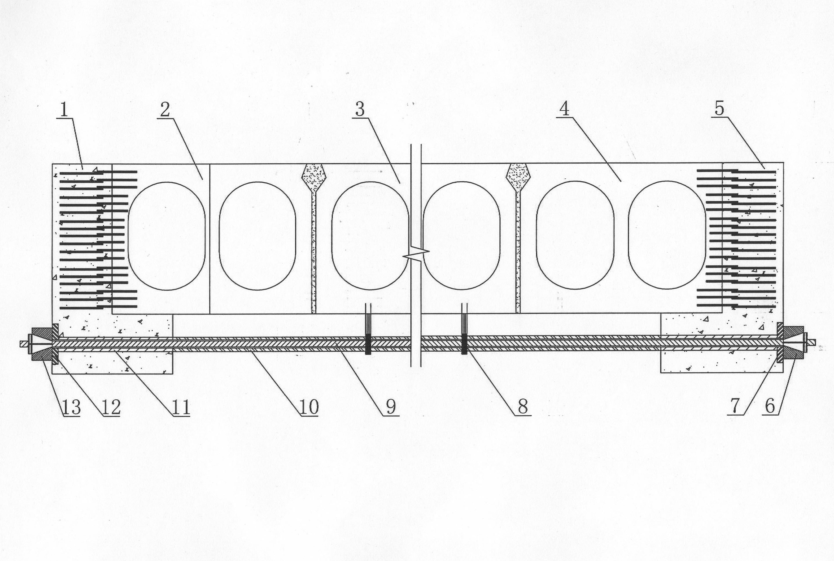 Transverse anchorage system outside hollow slab bridge body and construction process thereof