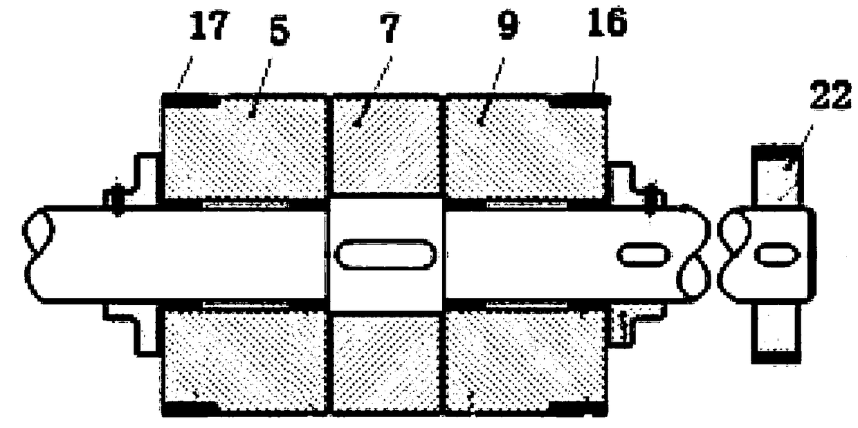 Method and device for regulating yarn linear density and blending ratio by three-component synchronous drafting