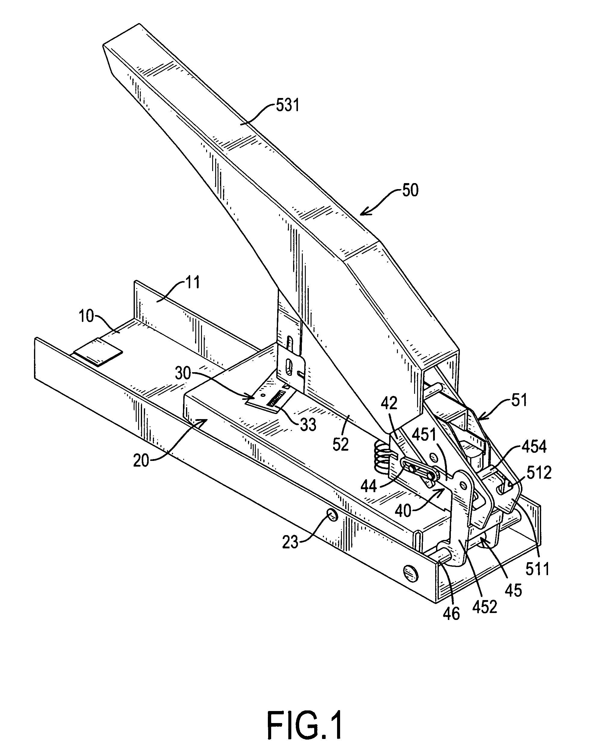 Stapler with a leg-cutting device