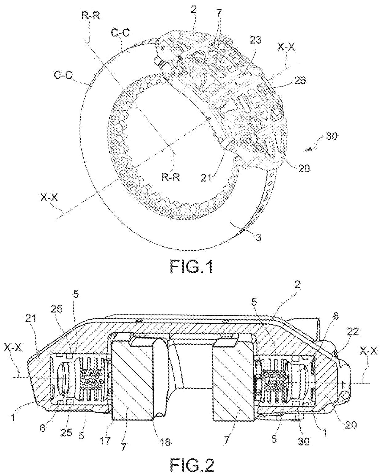 Brake caliper thrust device, brake caliper and manufacturing method