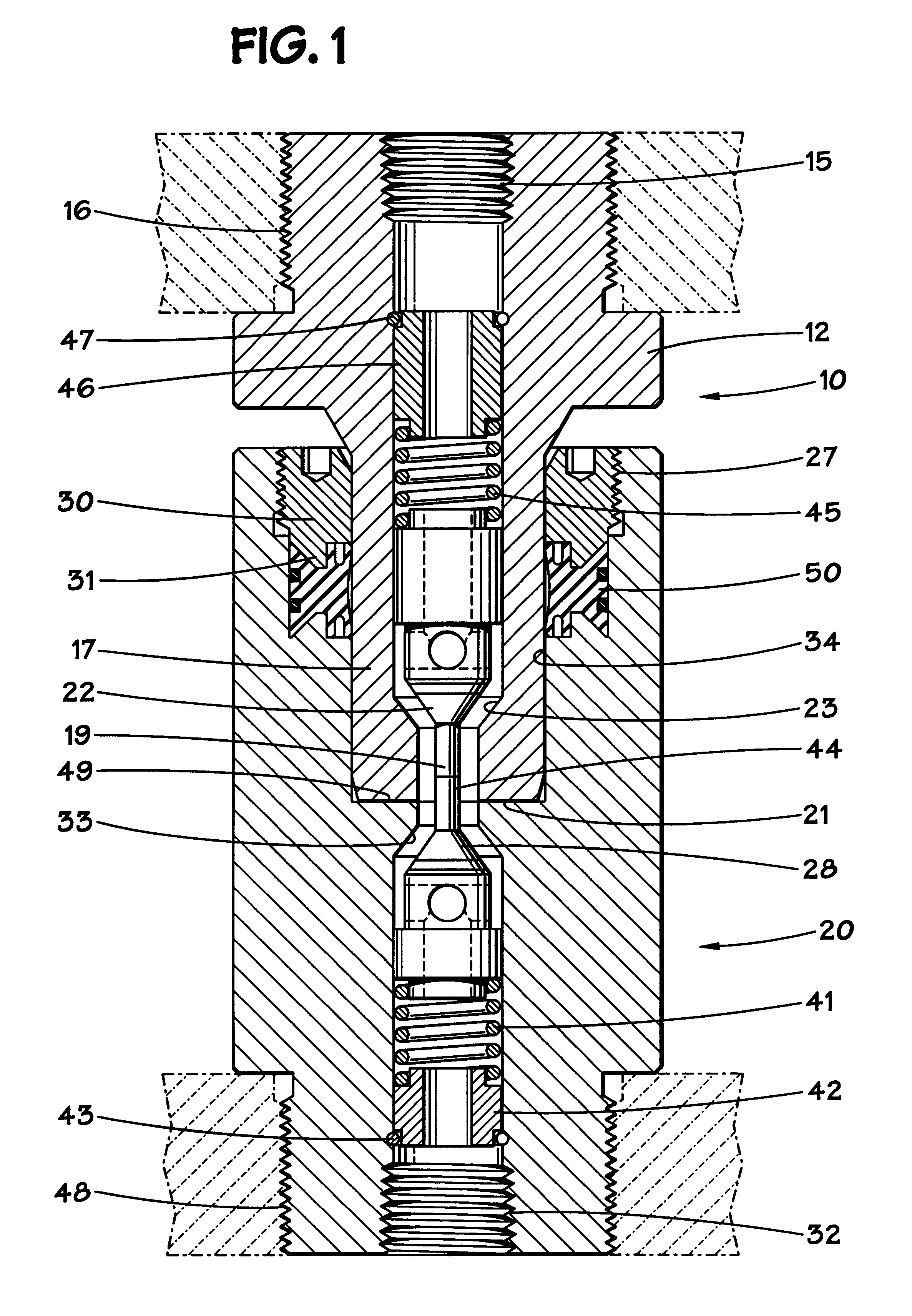 Hydraulic coupling with pressure-energized dovetail seal