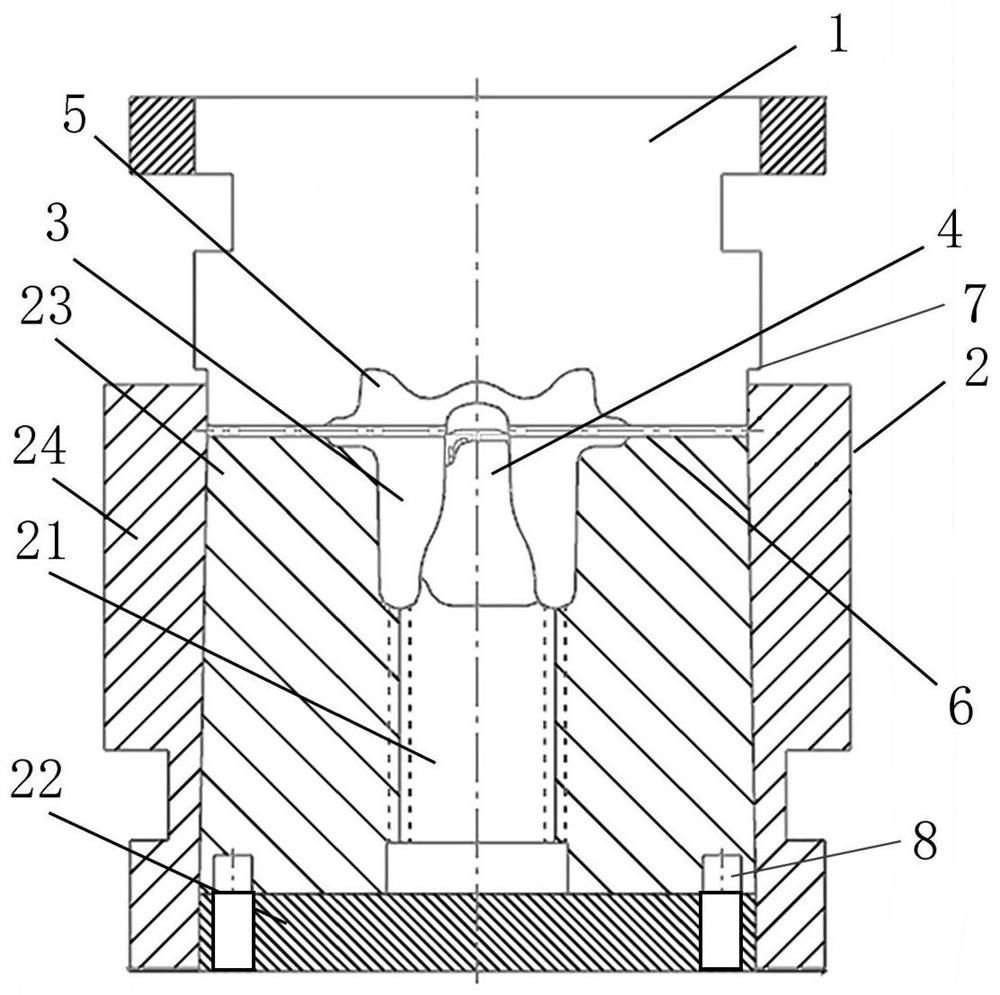 Embedded type hot die forging piston die