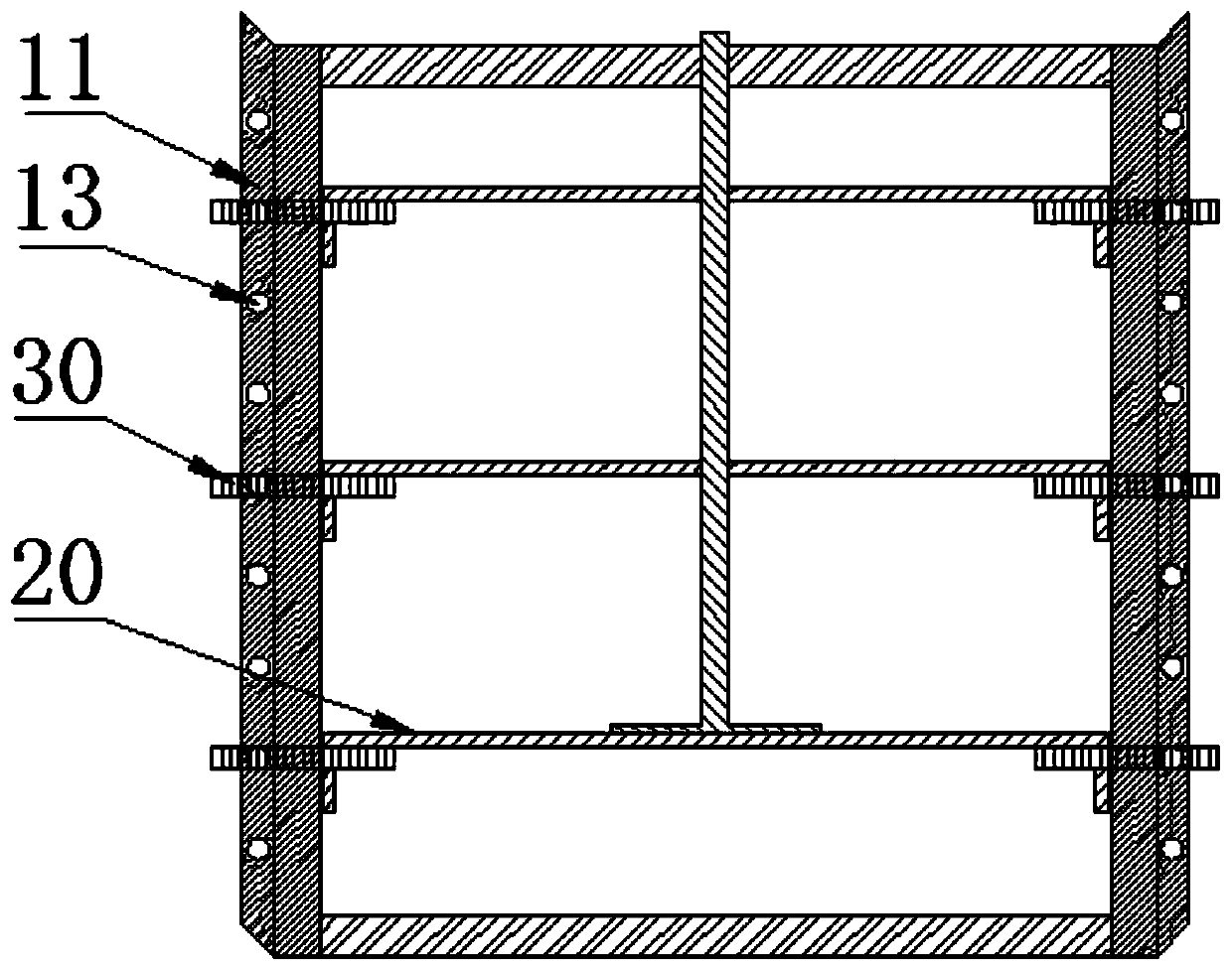 Off-line assembling device for foundation bolts and adjustment method thereof