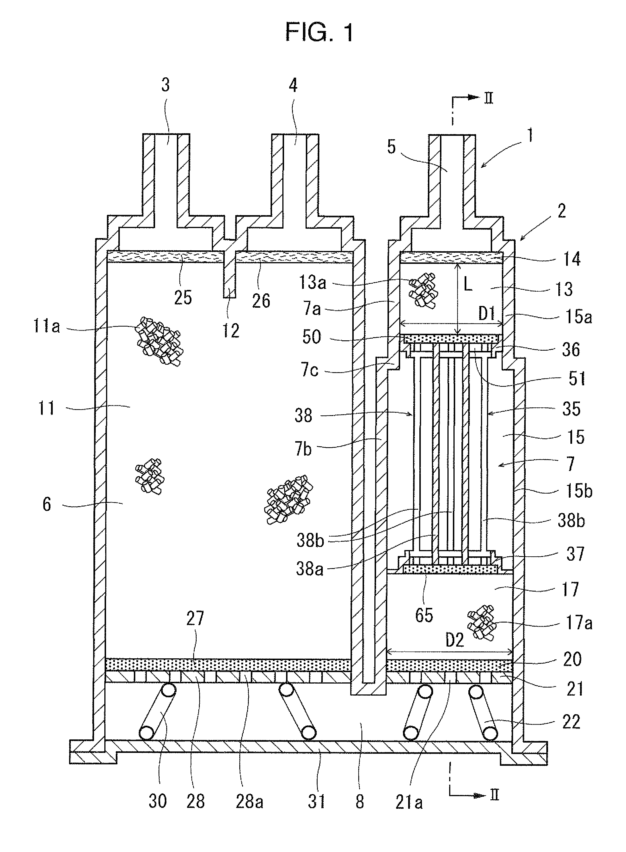 Evaporated fuel treating device