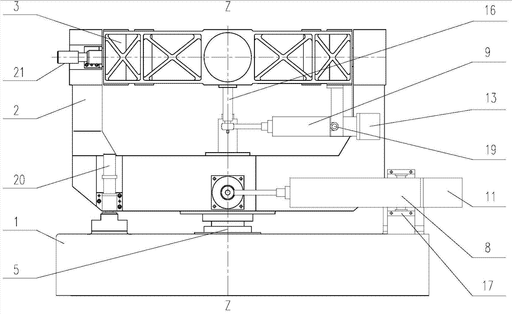 Novel three-axle swinging platform