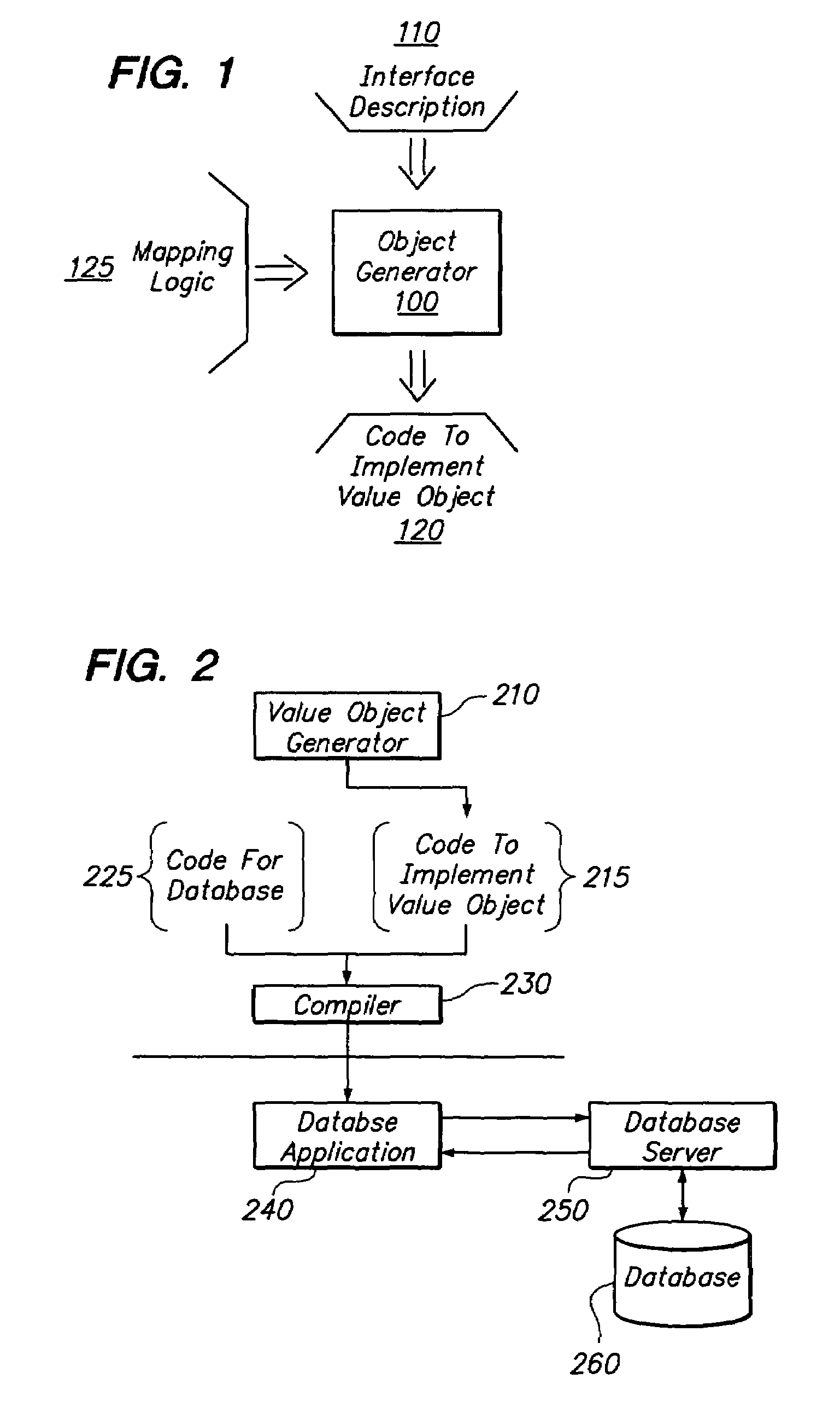 Technique for generating code to implement value objects for use with database systems