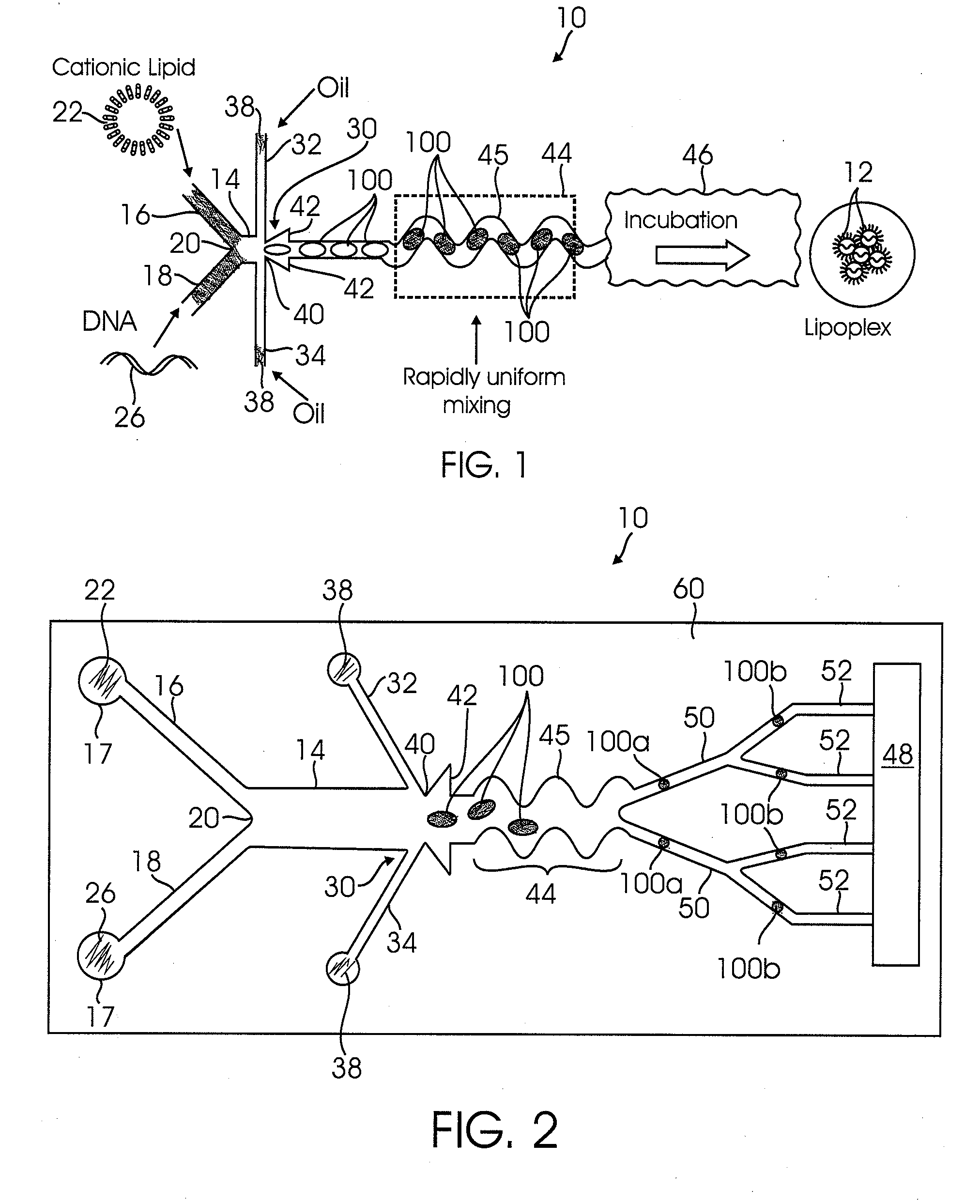 Microfluidic device for forming monodisperse lipoplexes