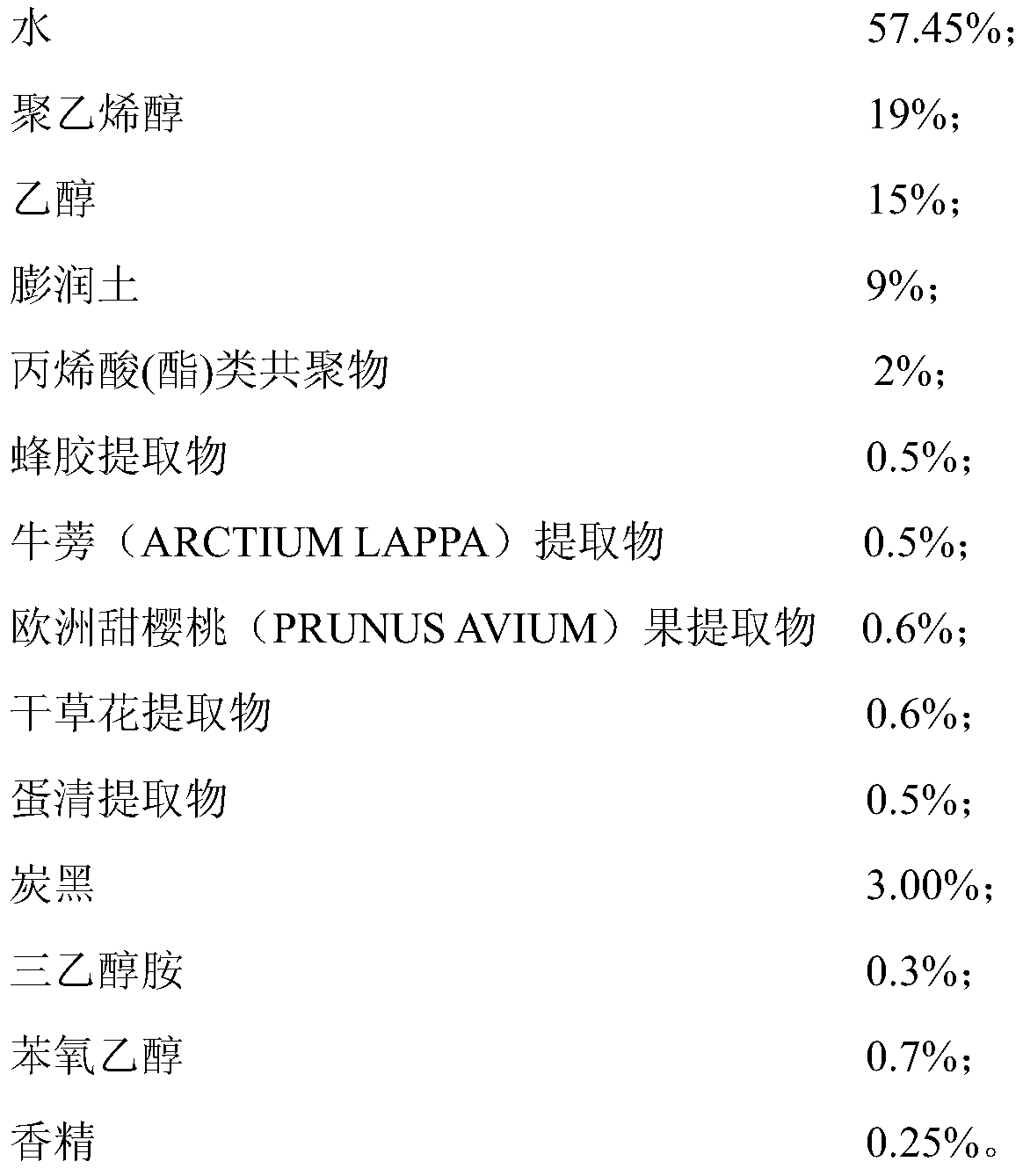 A kind of propolis blackhead nasal mask and its preparation method and application