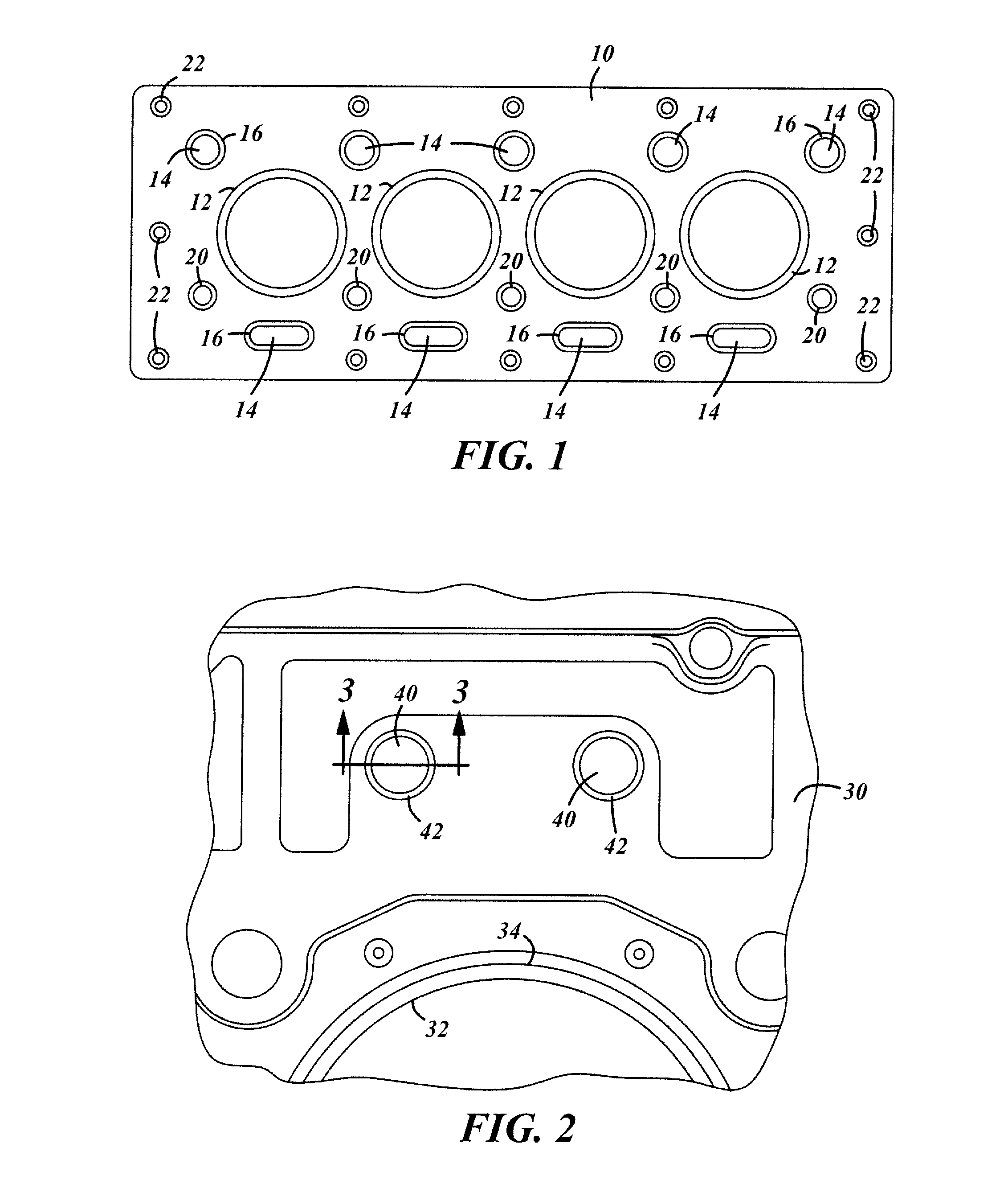 Cylinder head gaskets with push-rod eyelets