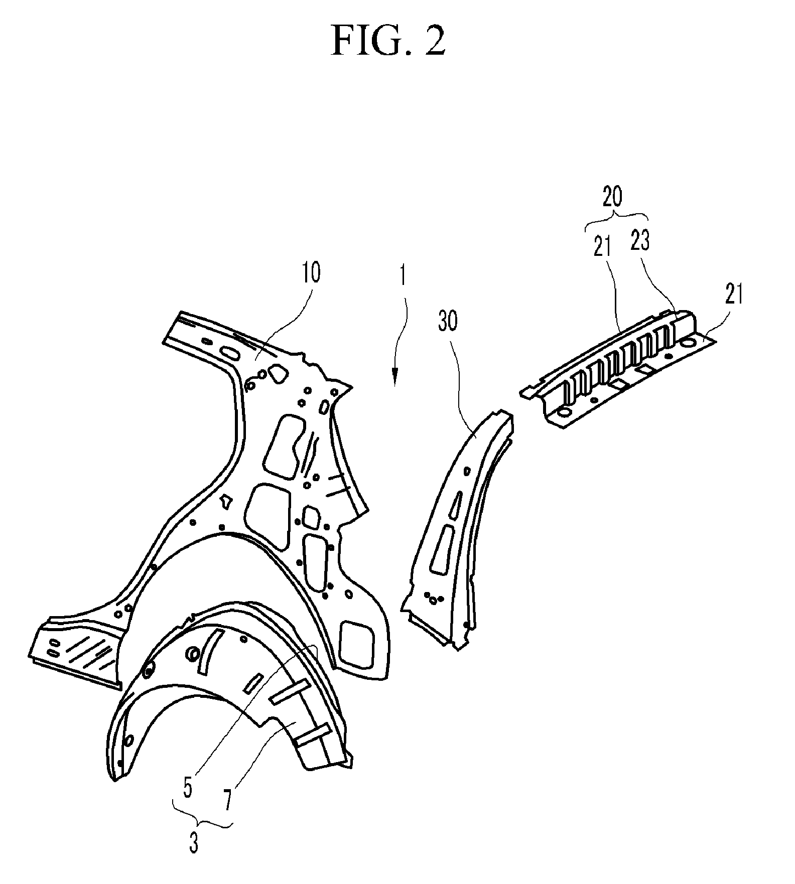 Rear wheel housing reinforcement unit for vehicle