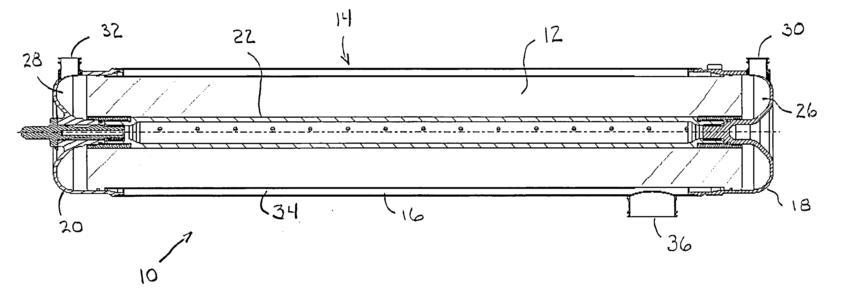 Air separation module with load carrying center tube