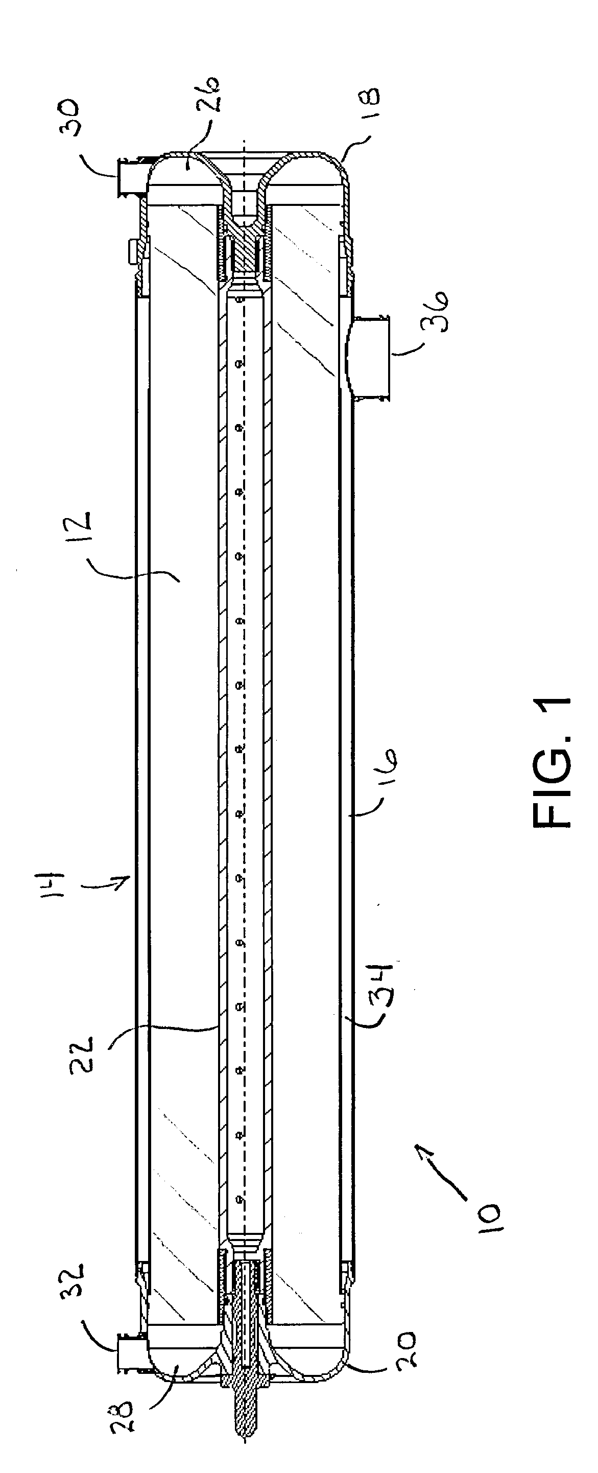 Air separation module with load carrying center tube