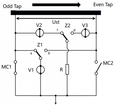 Transition circuit of on-load tap-changer and control method