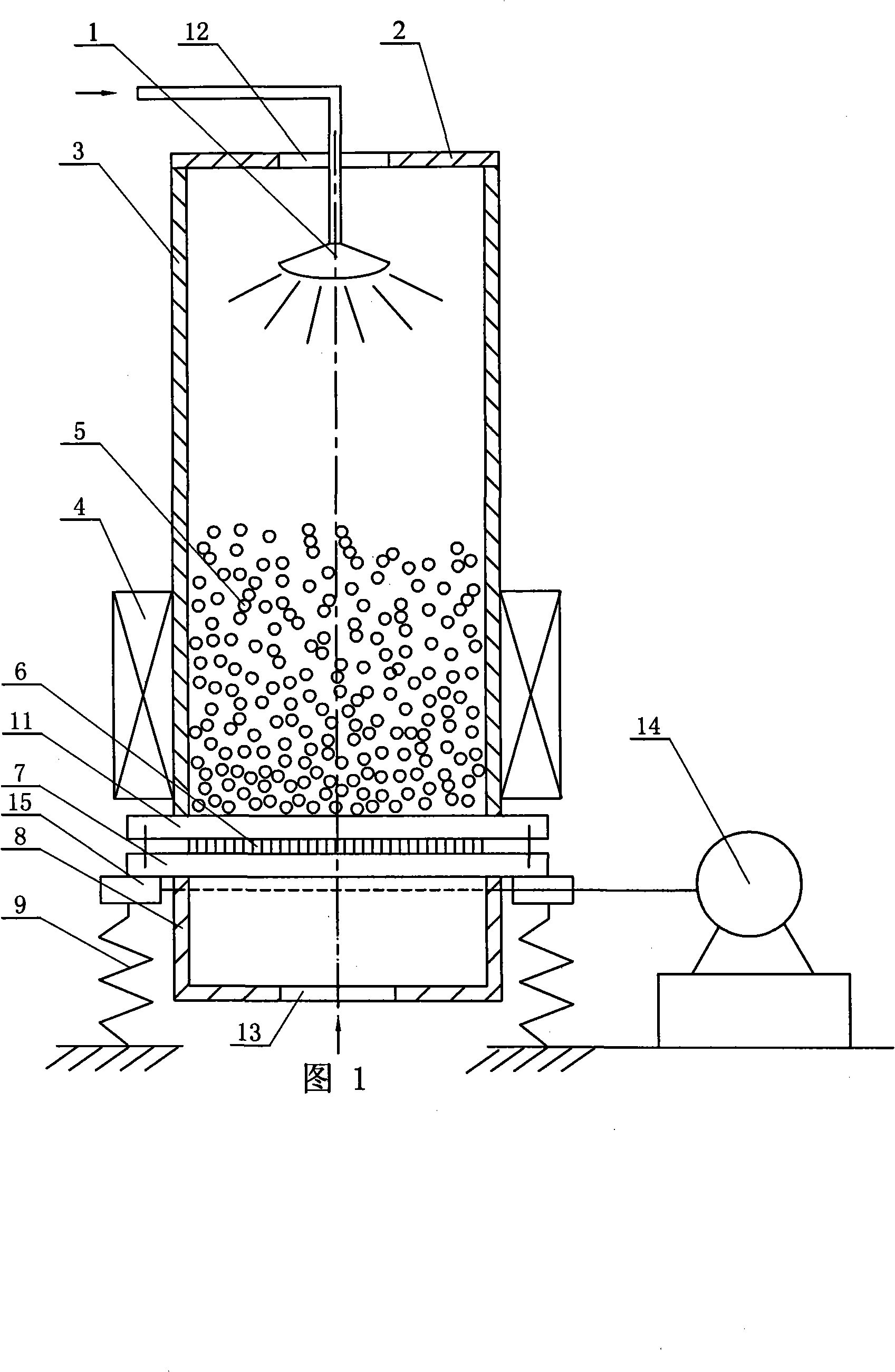 Vibrating magnetic coupling fluid bed flue gas desulfurization reactor