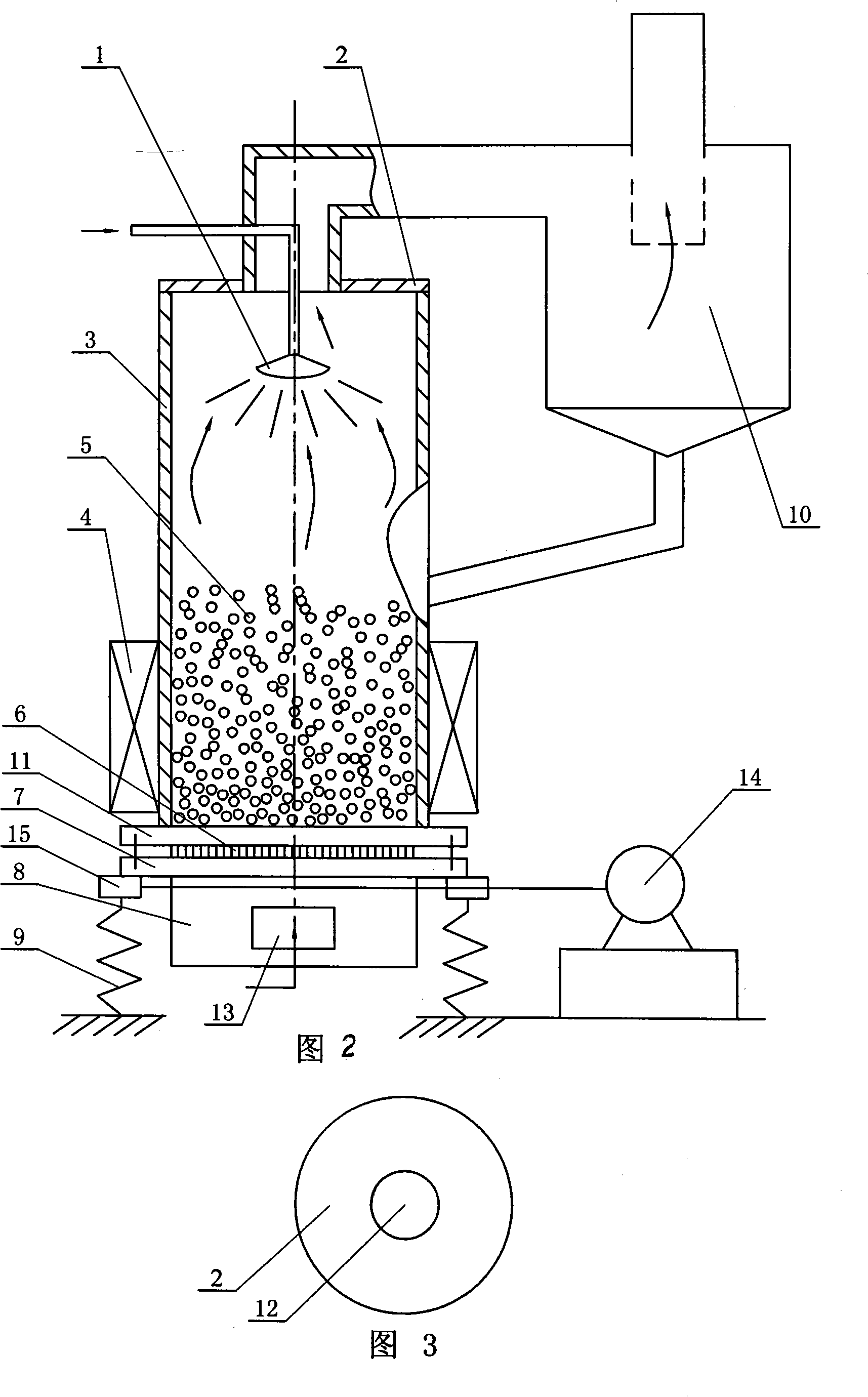 Vibrating magnetic coupling fluid bed flue gas desulfurization reactor