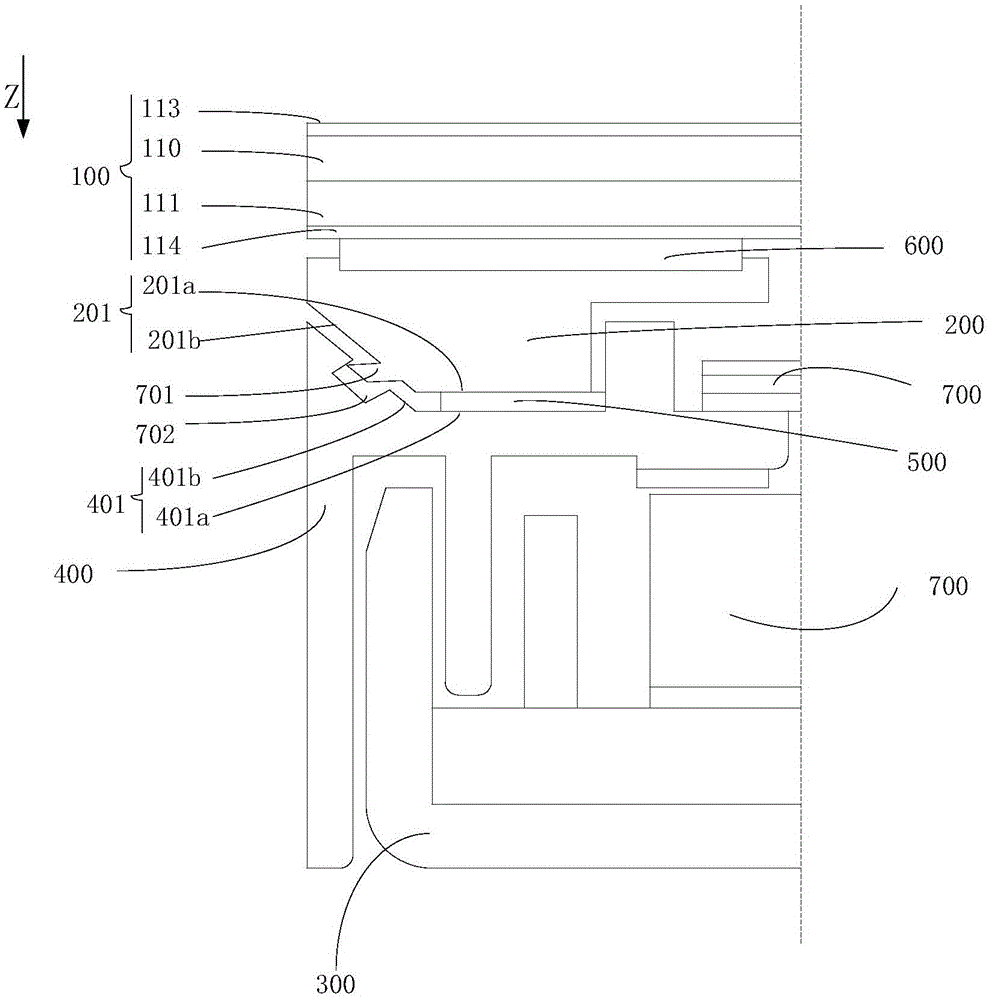 A frameless display device