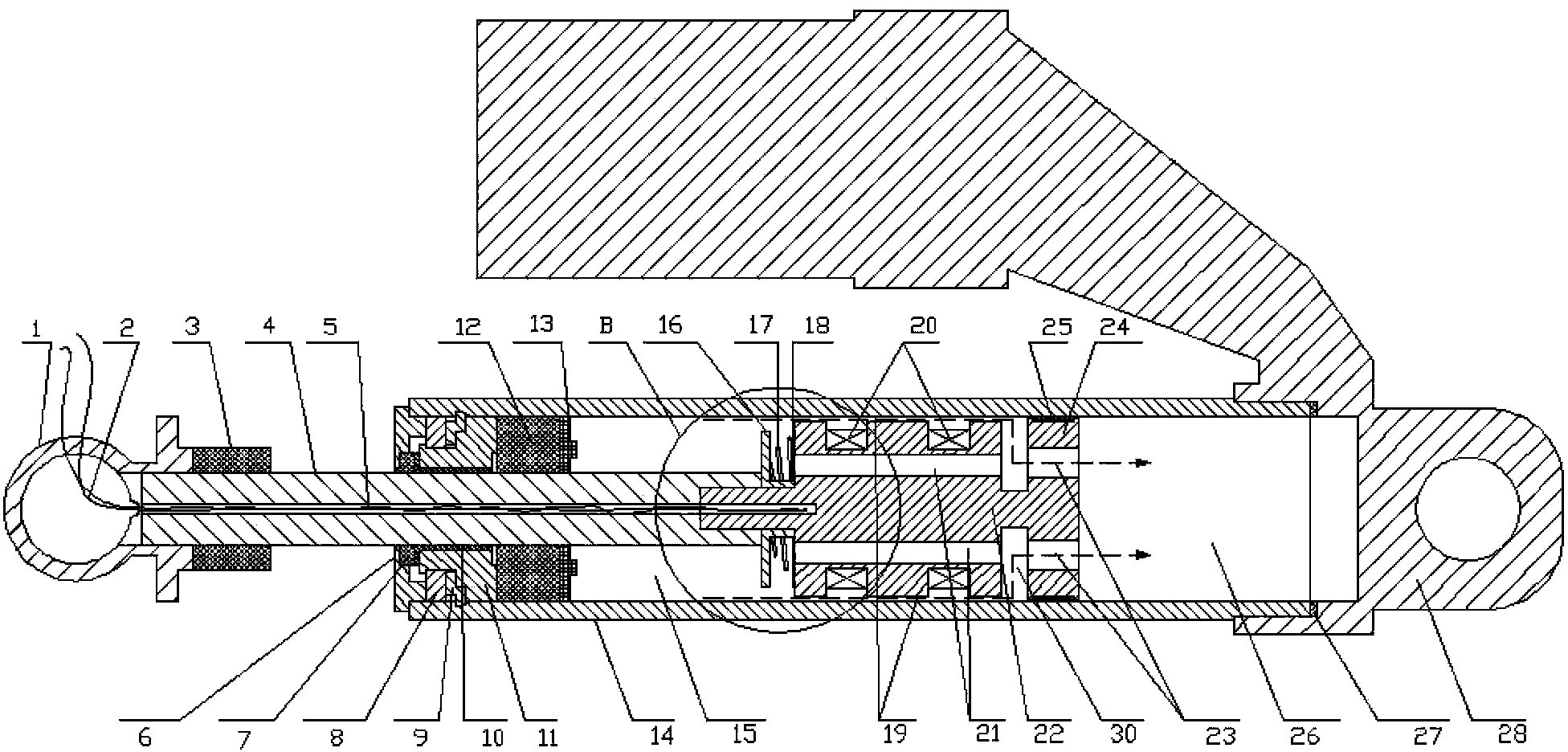 Magneto-rheological damper with asymmetrical controllable damping characteristic