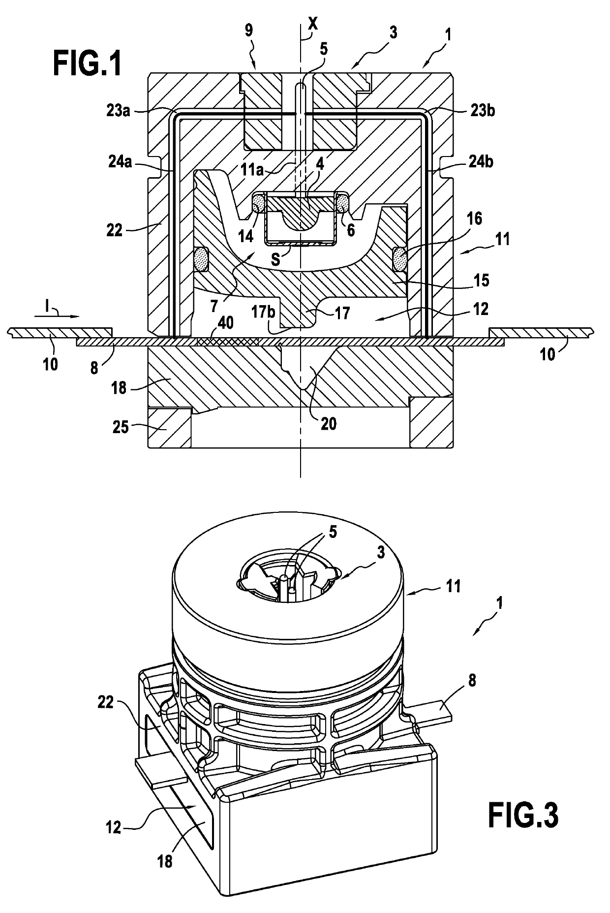 Breaker device for connection to an electrical circuit