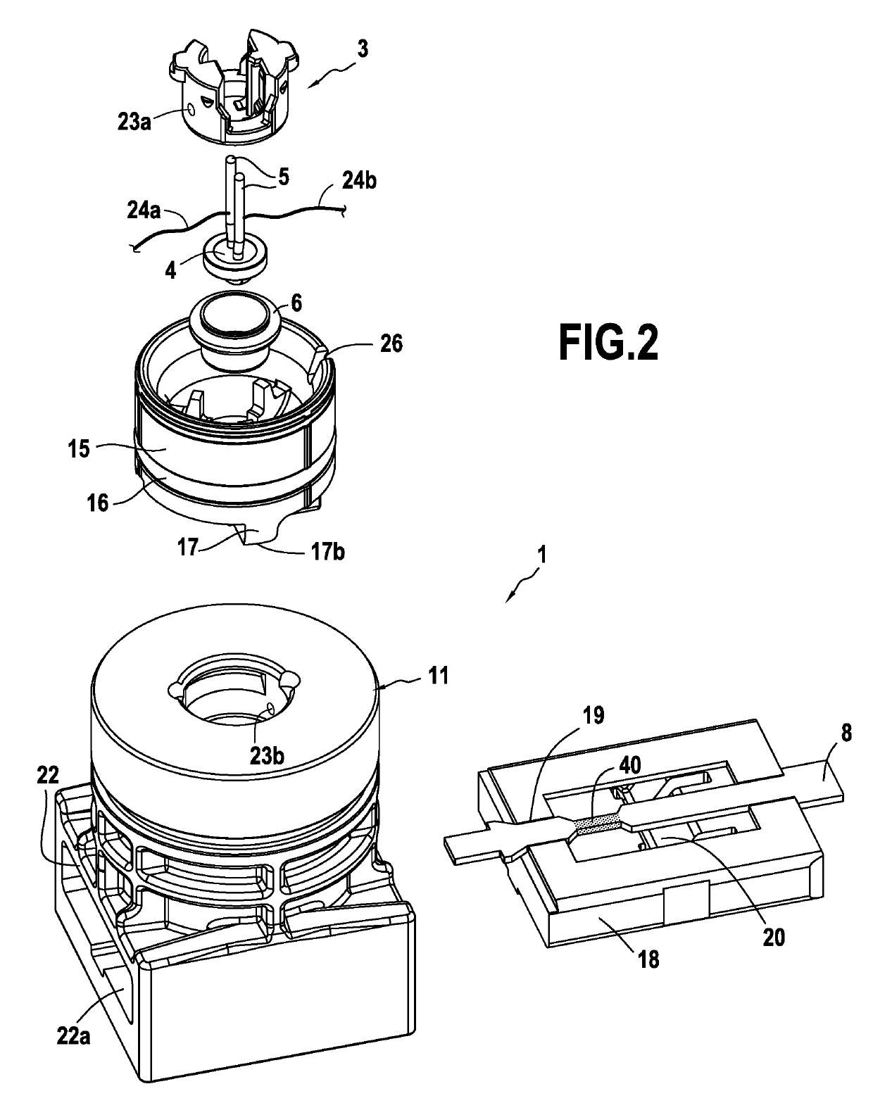 Breaker device for connection to an electrical circuit