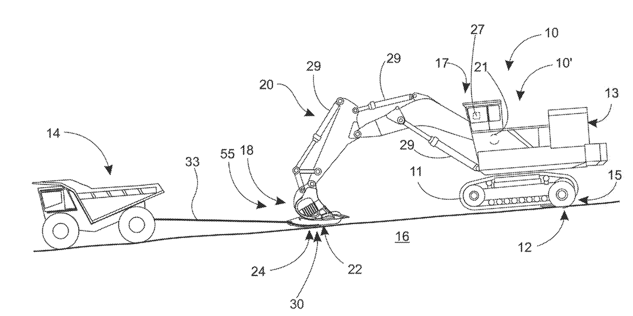 Method and arrangement for transferring a heavy work machine on a sloping base