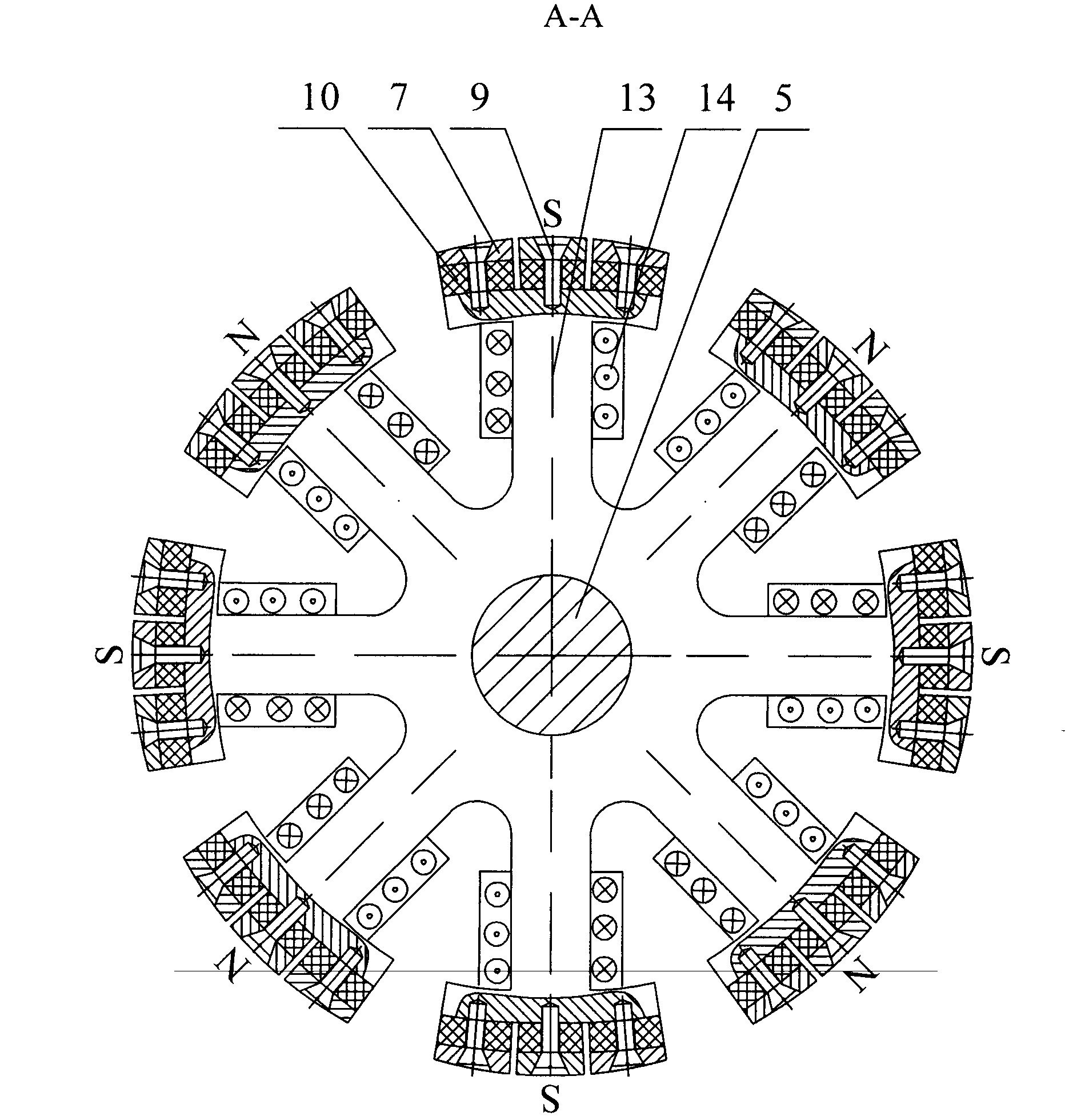 Combined magnetic-pole-type composite excitation power generation device for automobile