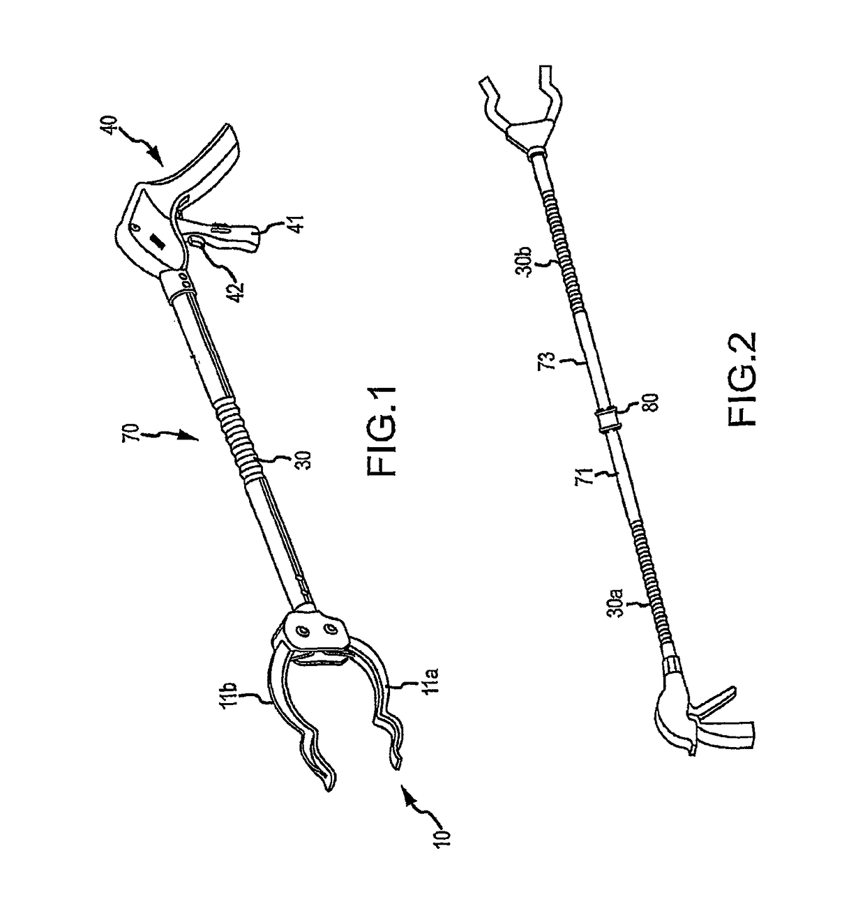 Selectively bendable remote gripping tool