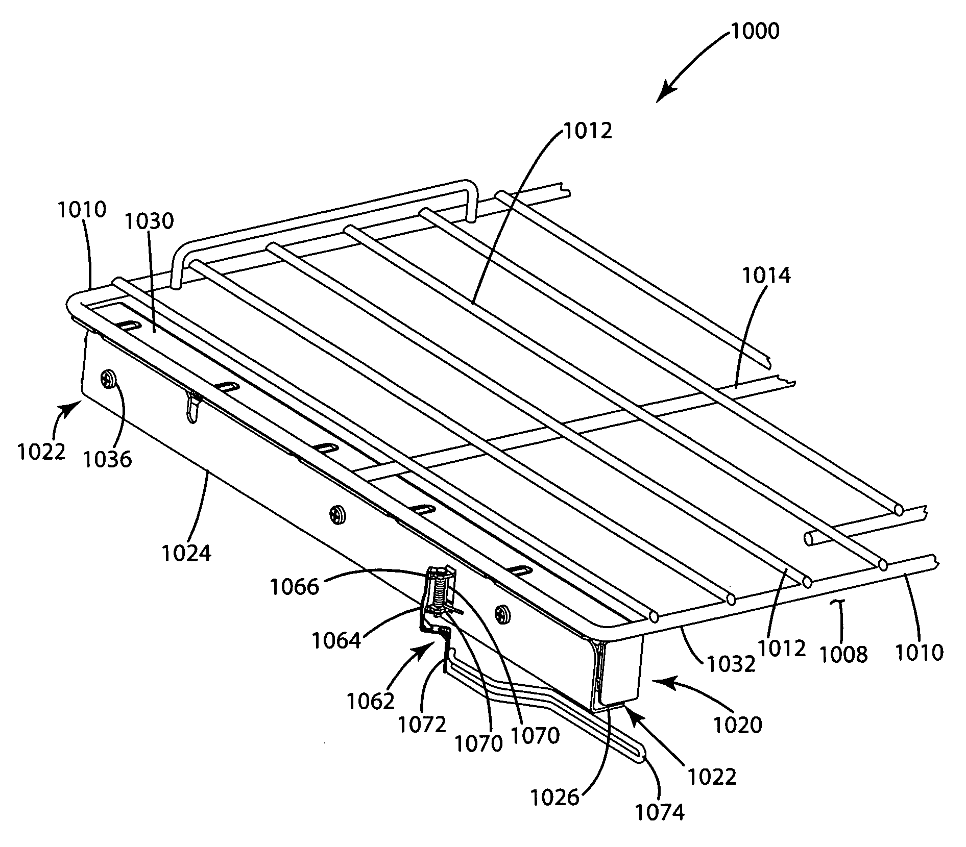 Oven rack assemblies with release mechanisms and catches